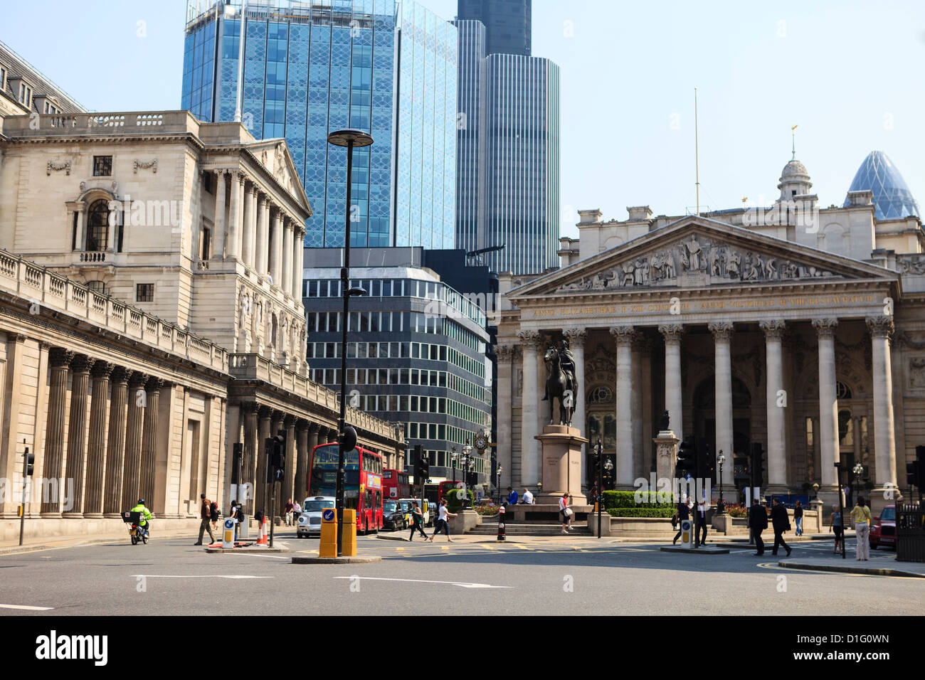 The Bank of England and Royal Exchange, Threadneedle Street, City of