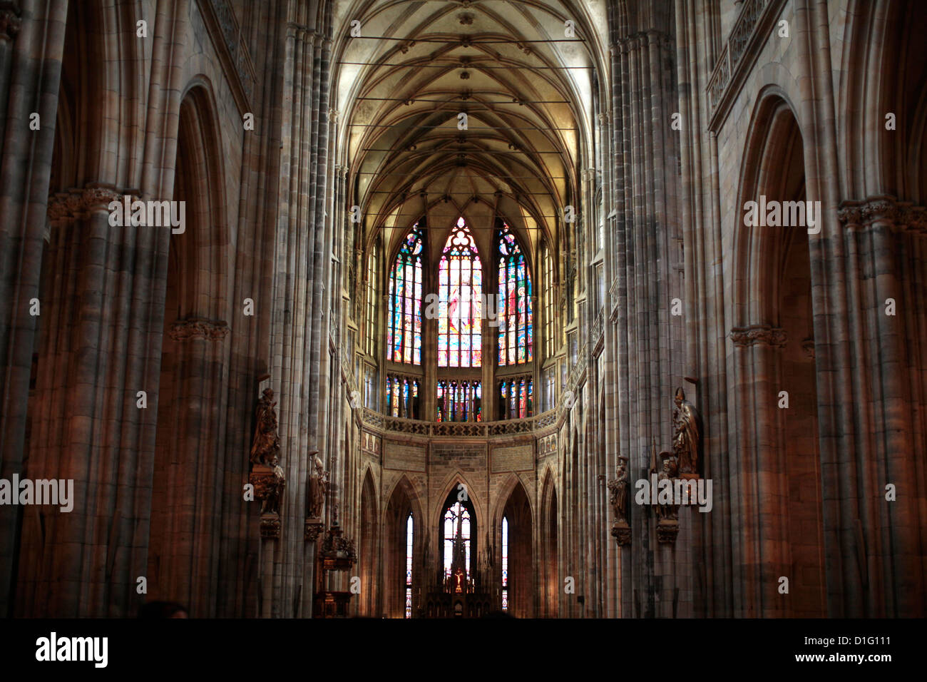 The nave of St Vitus' s Cathedral, Prague, Czech Republic, Europe Stock Photo