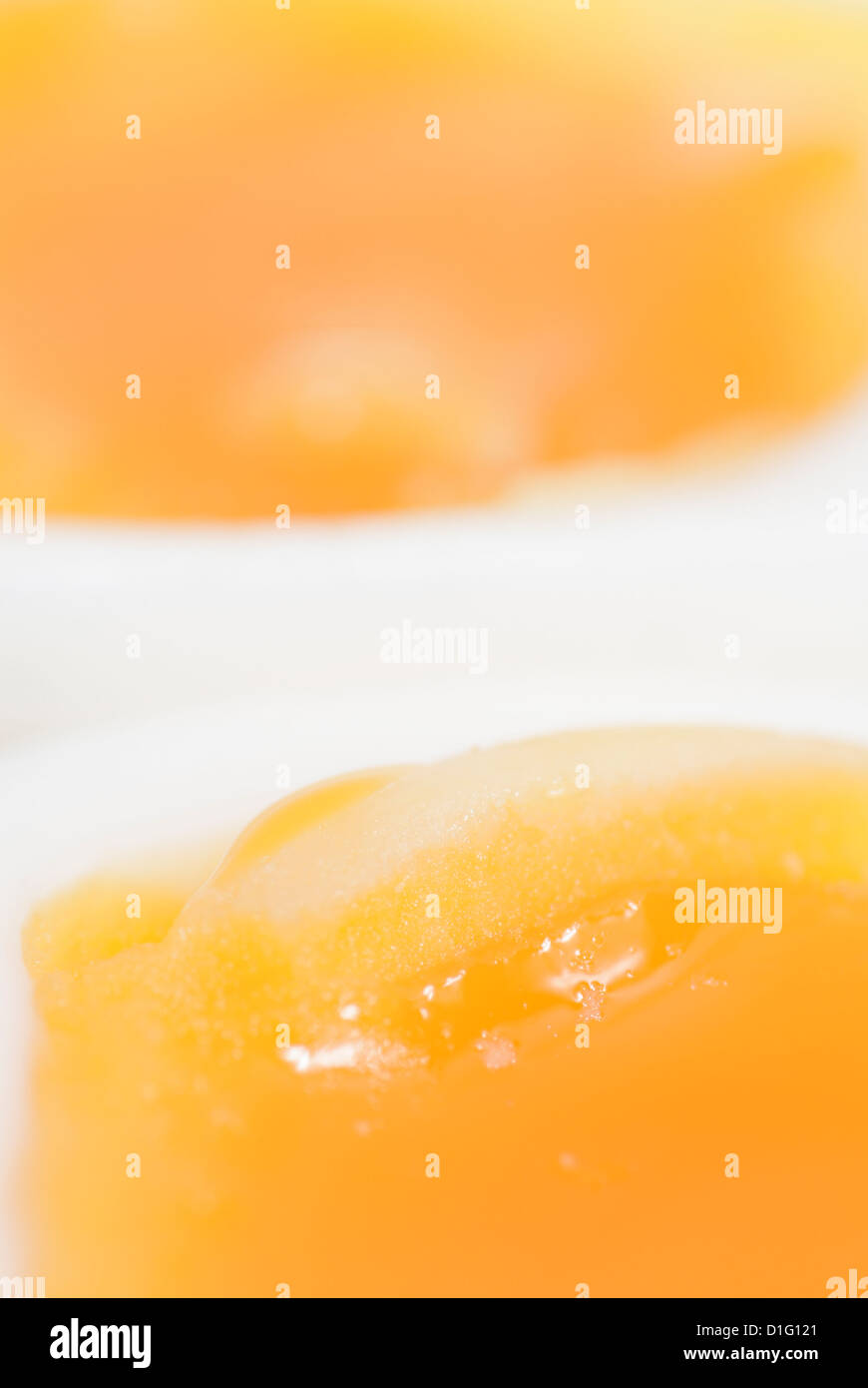 Macro photo of two halves of a boiled egg Stock Photo Alamy