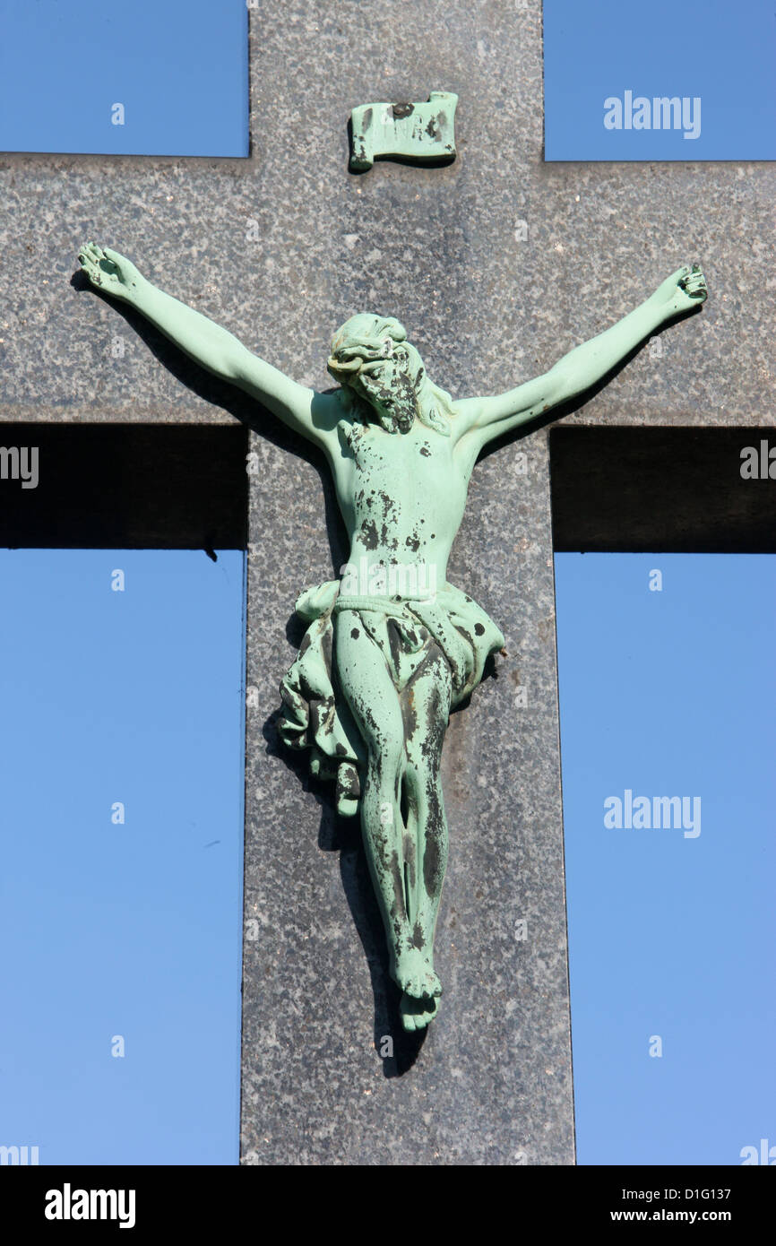 Crucifix, Vysehrad Cemetery, Prague, Czech Republic, Europe Stock Photo