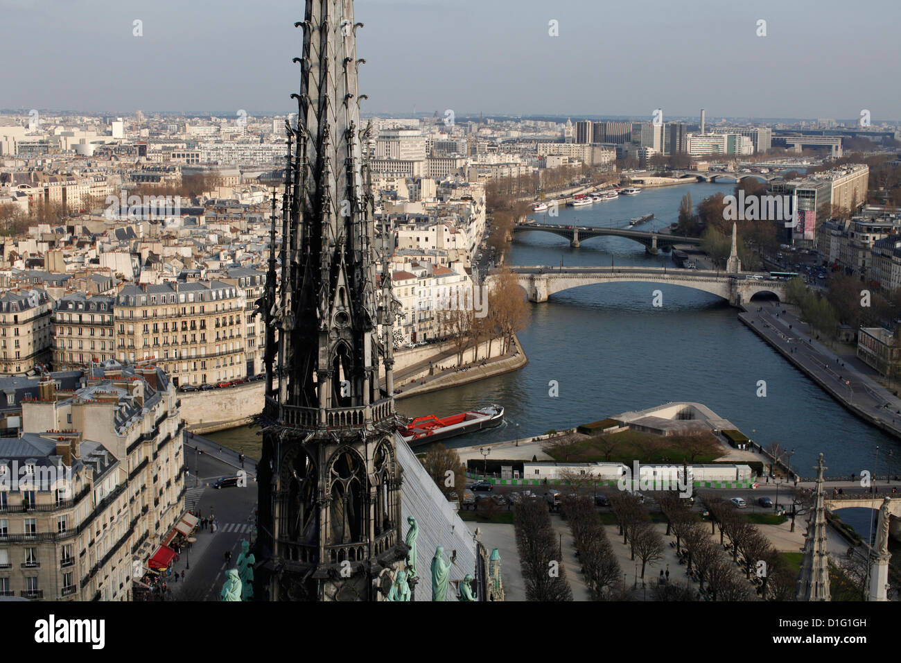 View from Notre Dame Cathedral roof, Paris, France, Europe Stock Photo ...