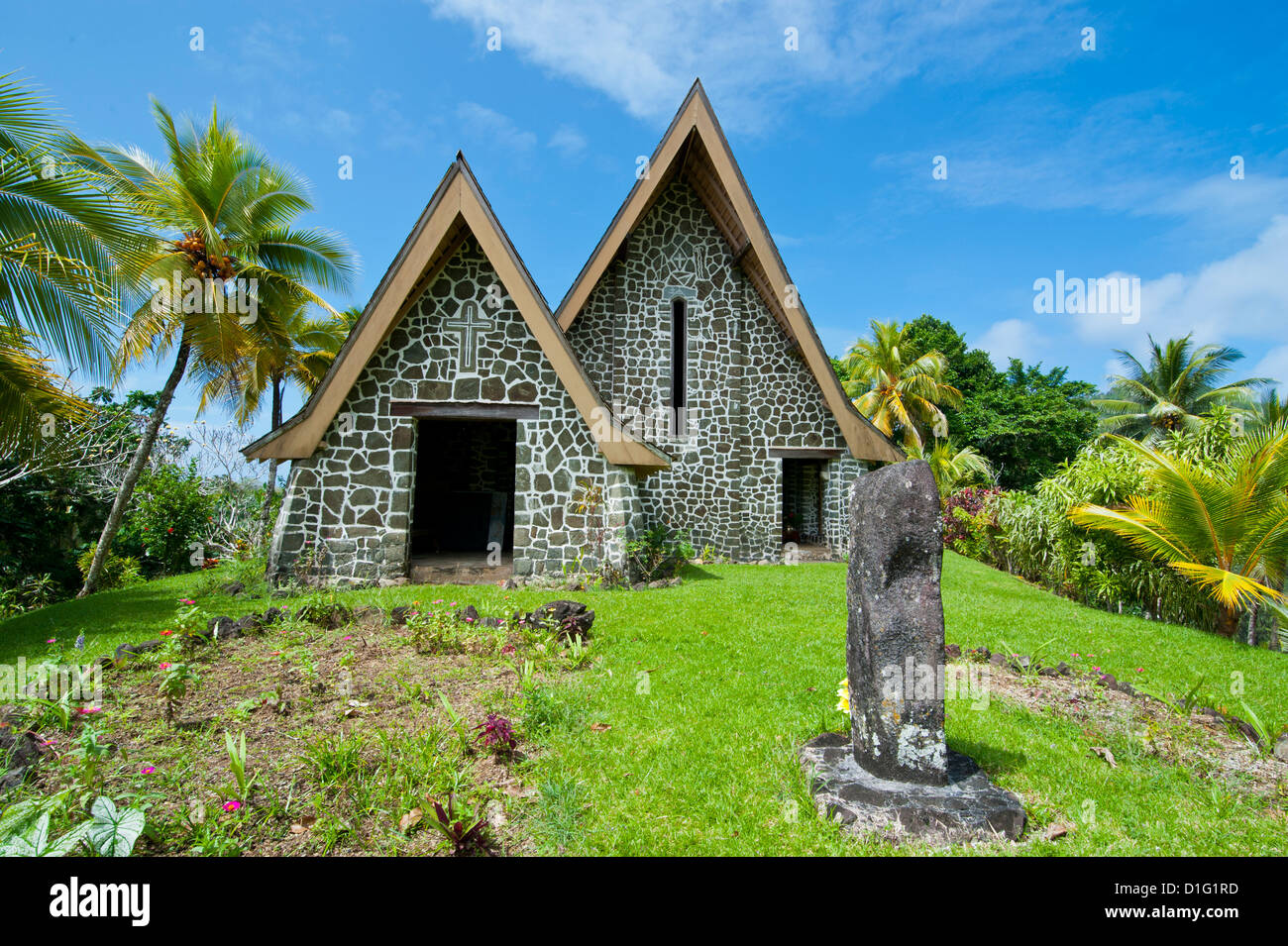 Stone church on Kvato island, Papua New Guinea, Pacific Stock Photo