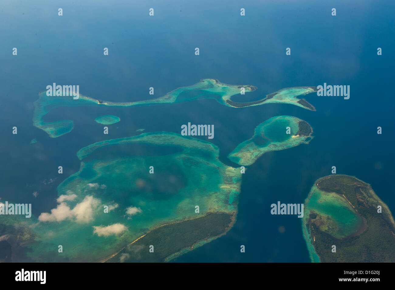 Aerial of the Russell Islands, Solomon Islands, Pacific Stock Photo
