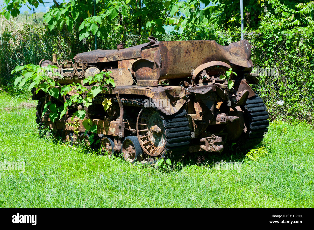 Second World War relic at the Betikama SDA mission, Honiara, capital of the Solomon Islands, Pacific Stock Photo