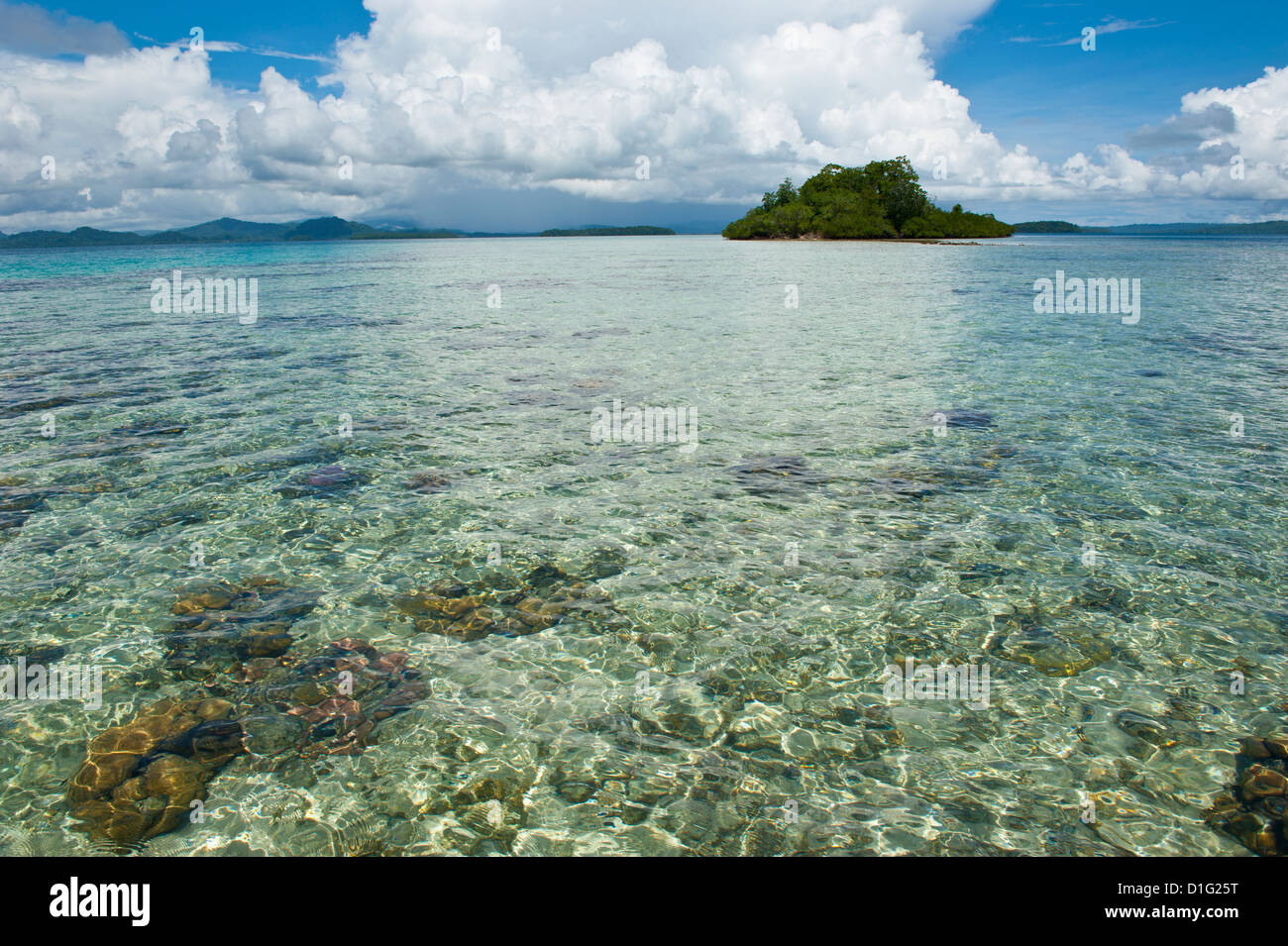 Crystal clear water in the Marovo Lagoon, Solomon Islands, Pacific Stock Photo