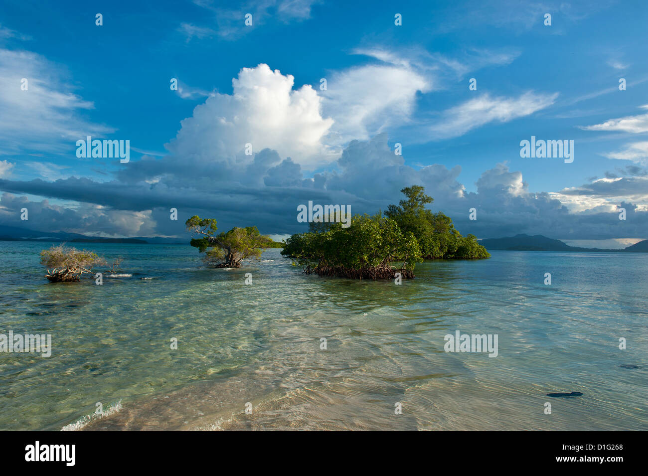 Huge cloud formations over the Marovo Lagoon, Solomon Islands, Pacific Stock Photo