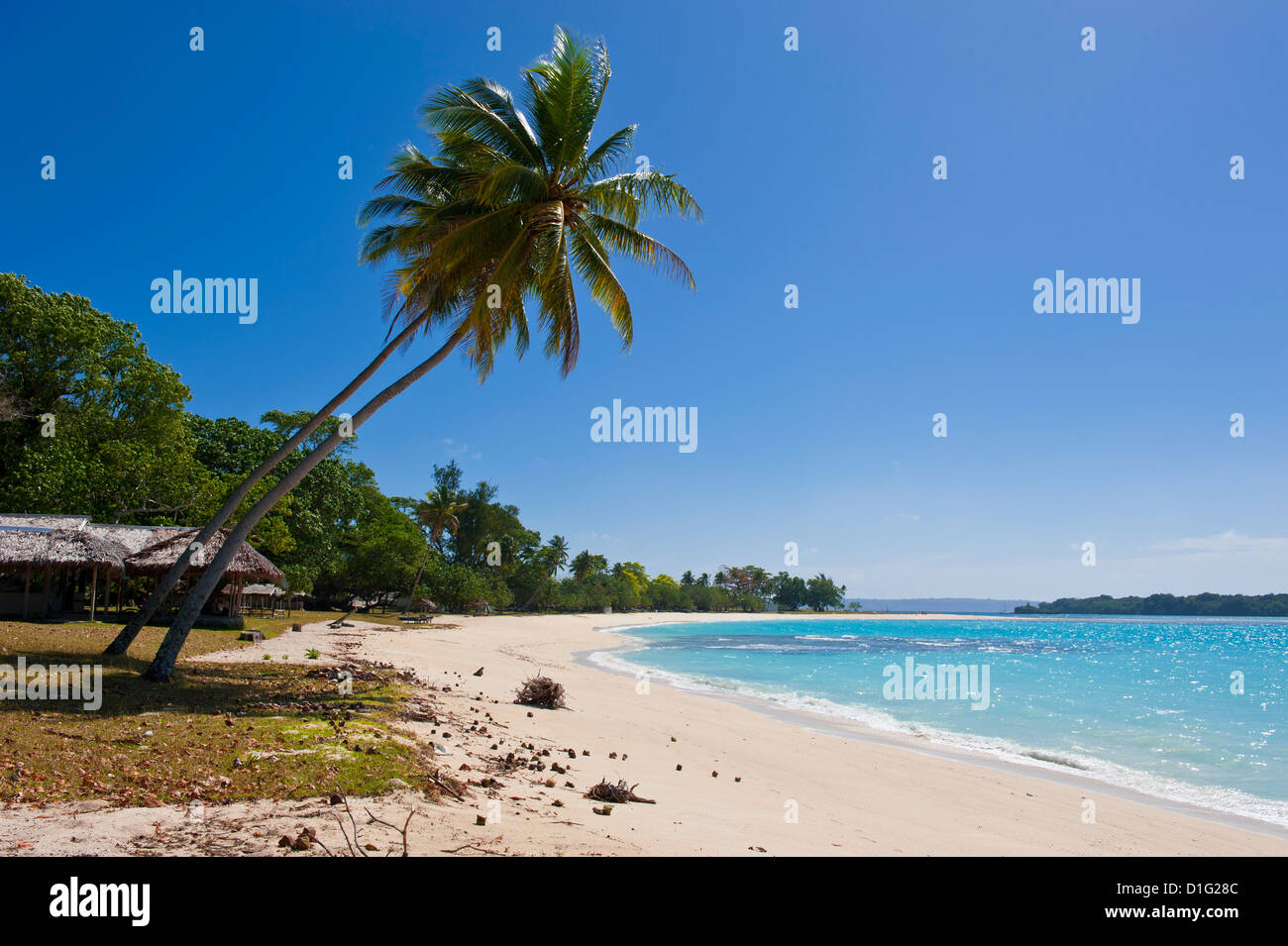 White sand beach in Port Orly, Island of Espiritu Santo, Vanuatu, South Pacific, Pacific Stock Photo