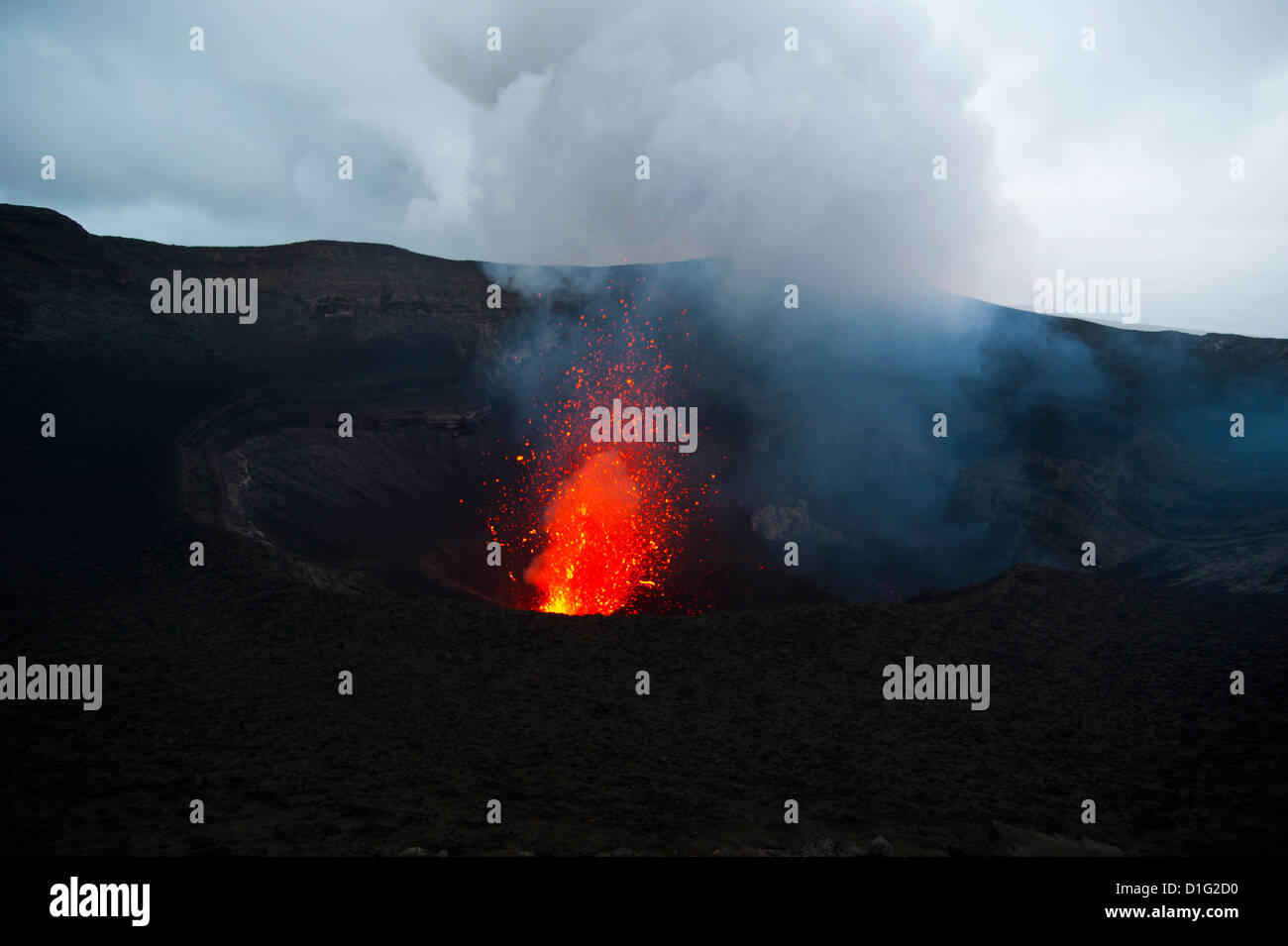 Volcano eruptions at the Volcano Yasur, Island of Tanna, Vanuatu, South