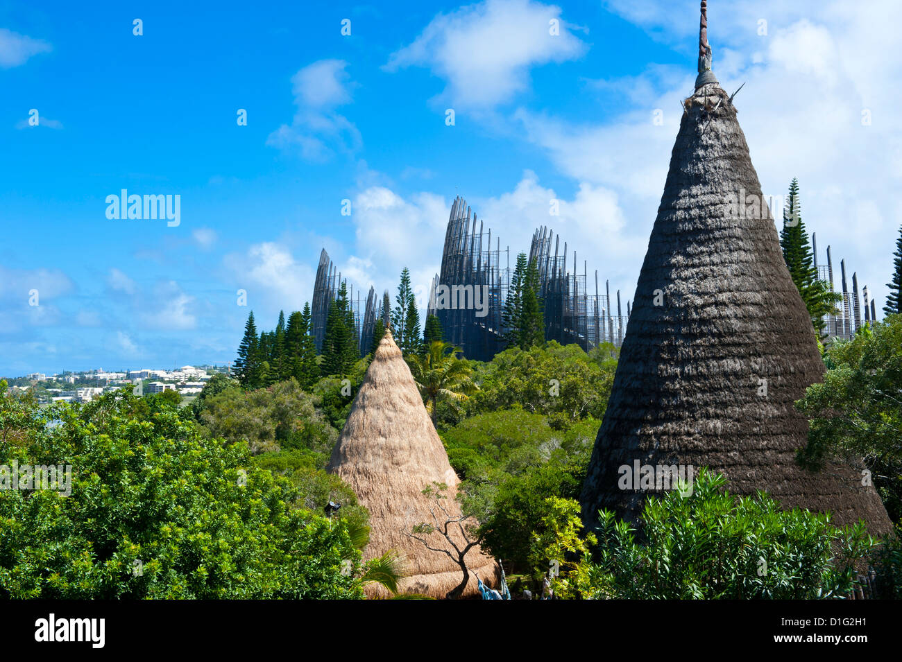 Tjibaou cultural center in Noumea, New Caledonia, Melanesia, South Pacific, Pacific Stock Photo