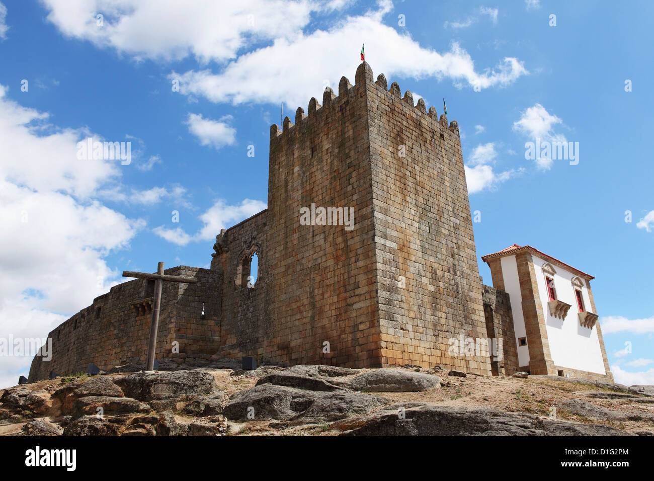 The 13th century Belmonte castle, later the home of the explorer Pedro Alvares Cabral family, in Belmonte, Centro, Portugal Stock Photo