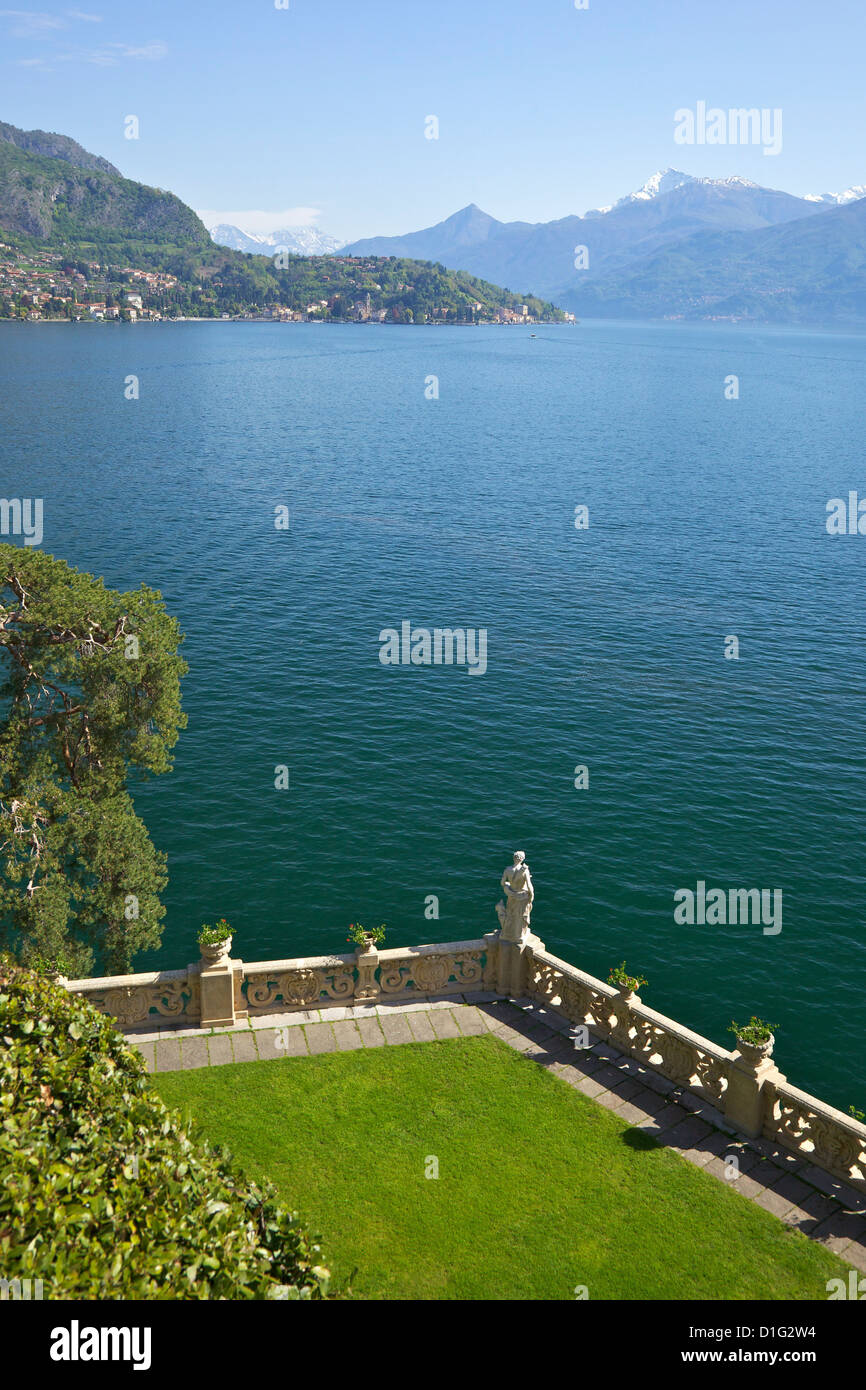 View from the terrace of 18th Century Villa del Balbianello  in spring sunshine, Lenno, Lake Como, Italian Lakes, Italy, Europe Stock Photo