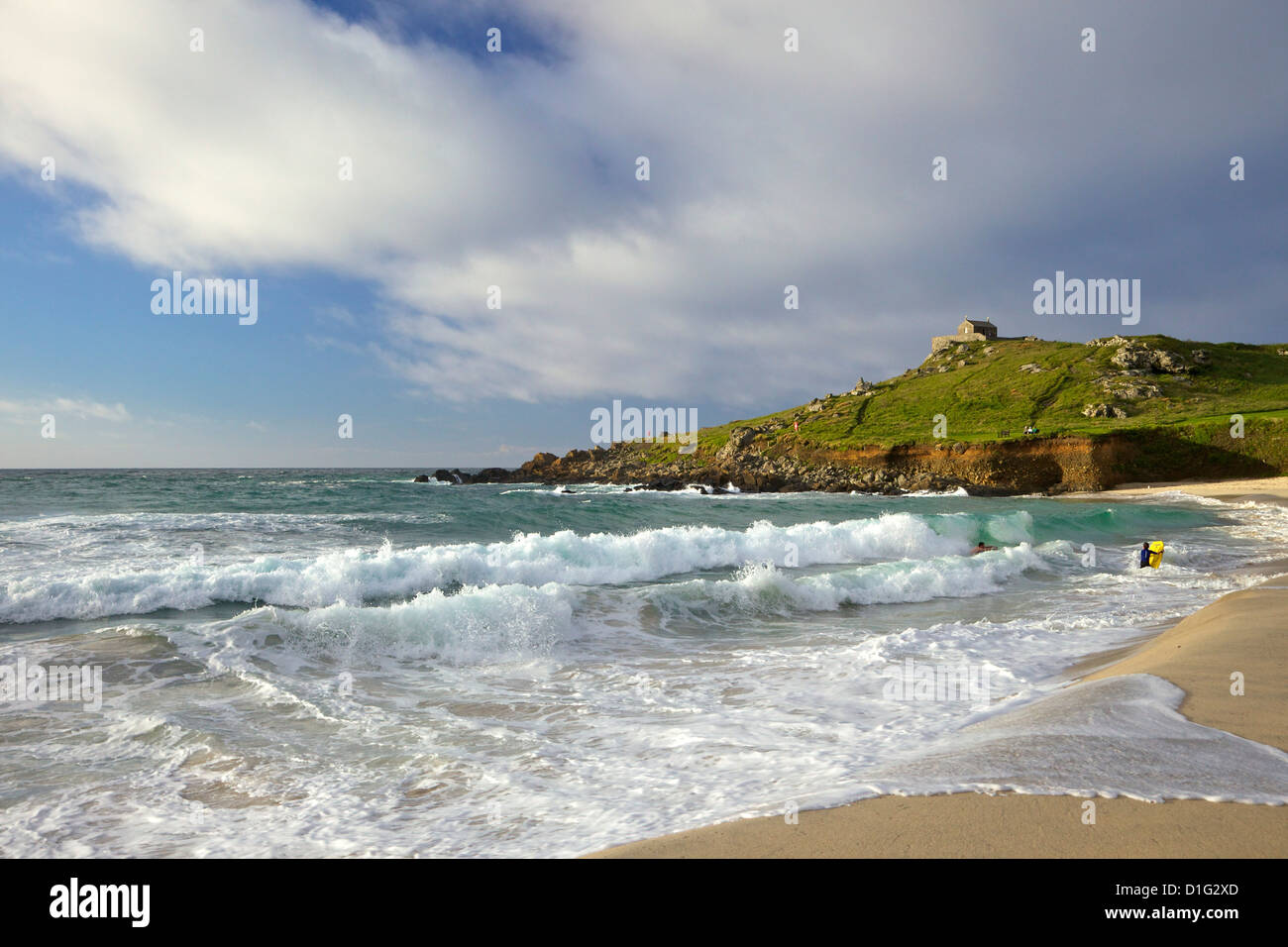 Summer evening sunshine on Porthmeor beach, St Ives, Cornwall, England, United Kingdom, Europe Stock Photo