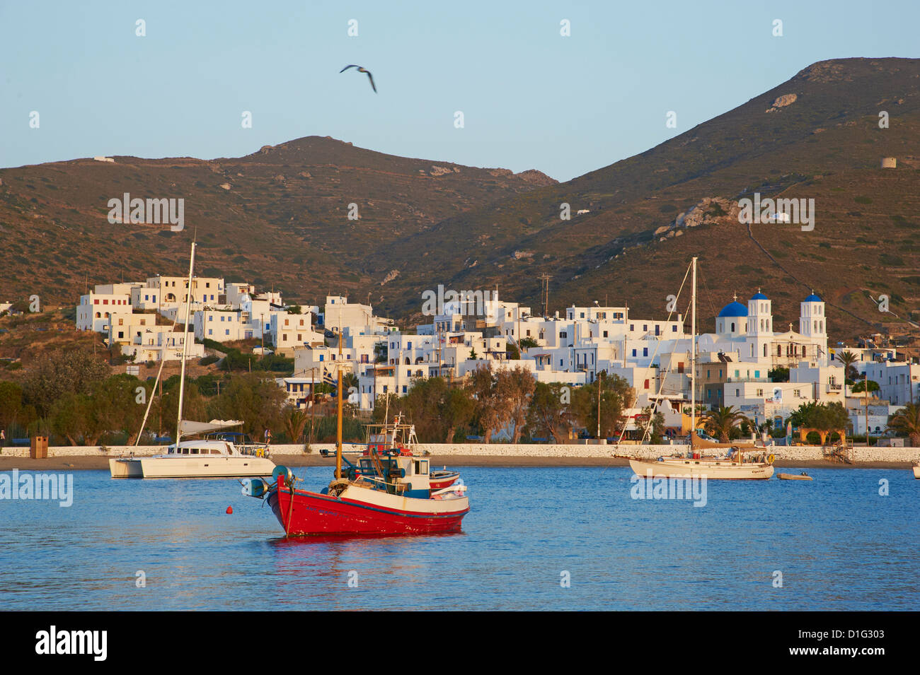Katapola port, Amorgos, Cyclades, Aegean, Greek Islands, Greece, Europe Stock Photo