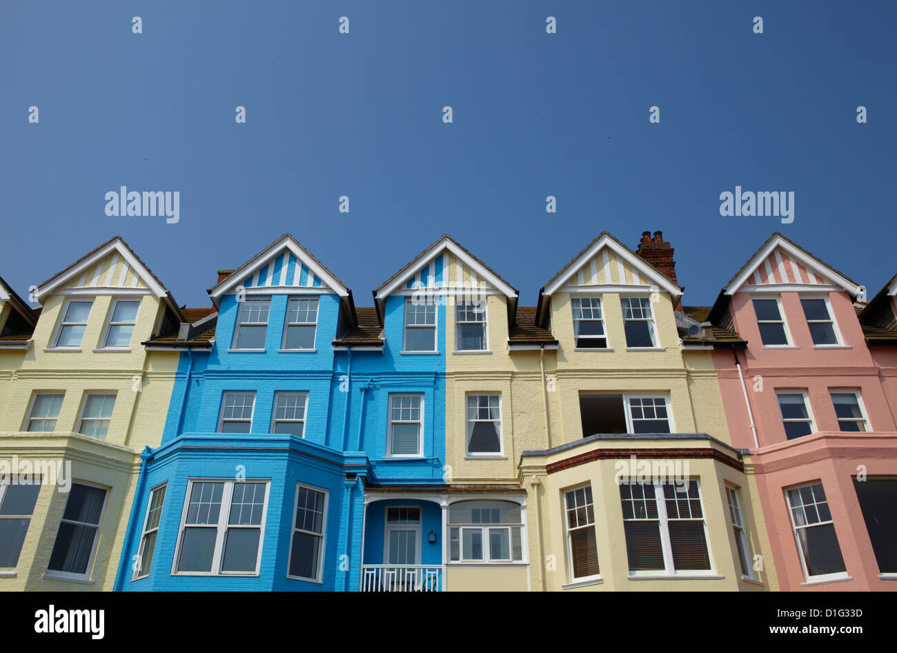 Colourful seafront houses at Aldeburgh, Suffolk, England, United Kingdom, Europe Stock Photo