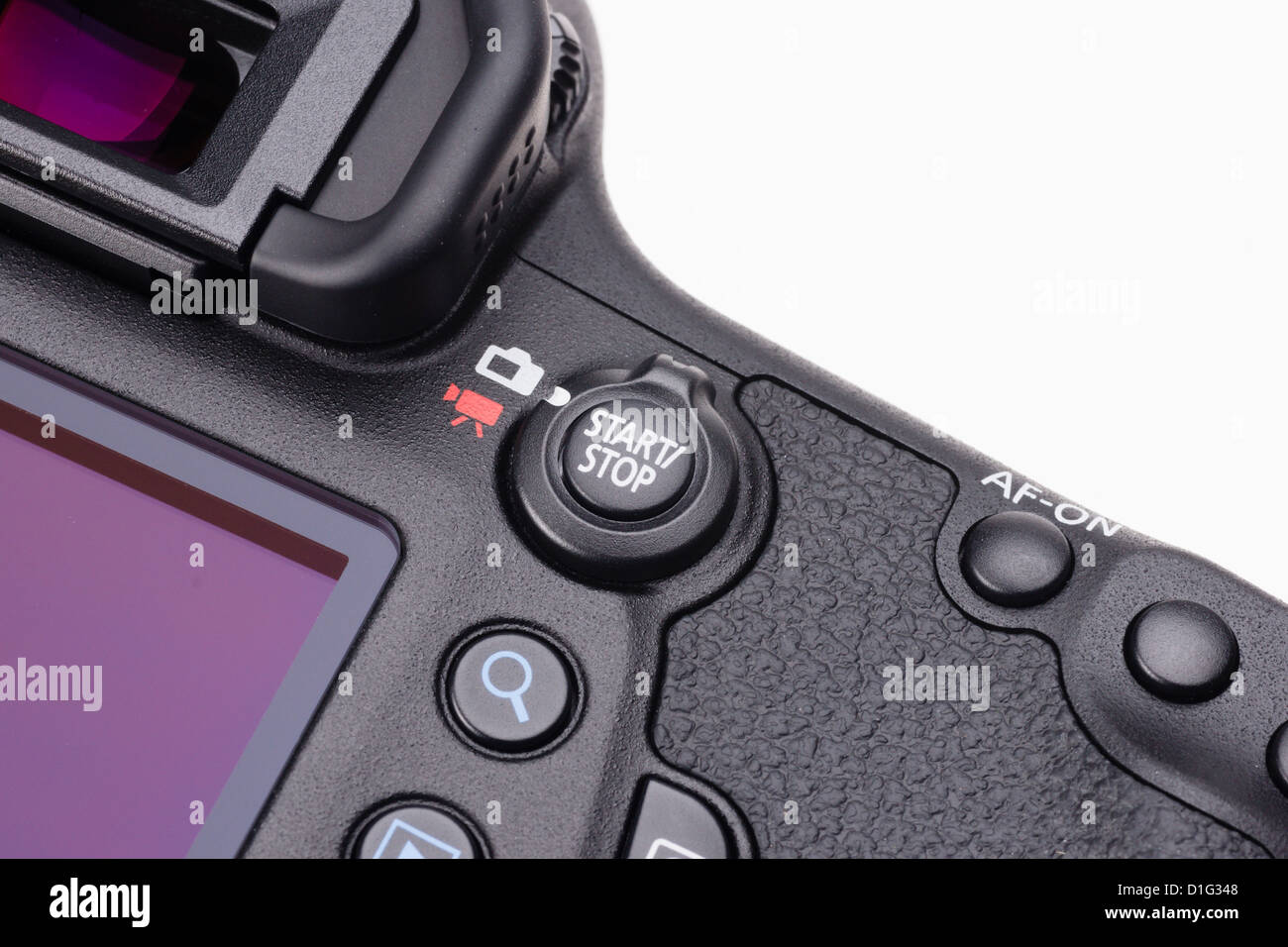 Photographic equipment - Canon EOS 6D full frame DSLR, budget price. Movie shooting button. Stock Photo