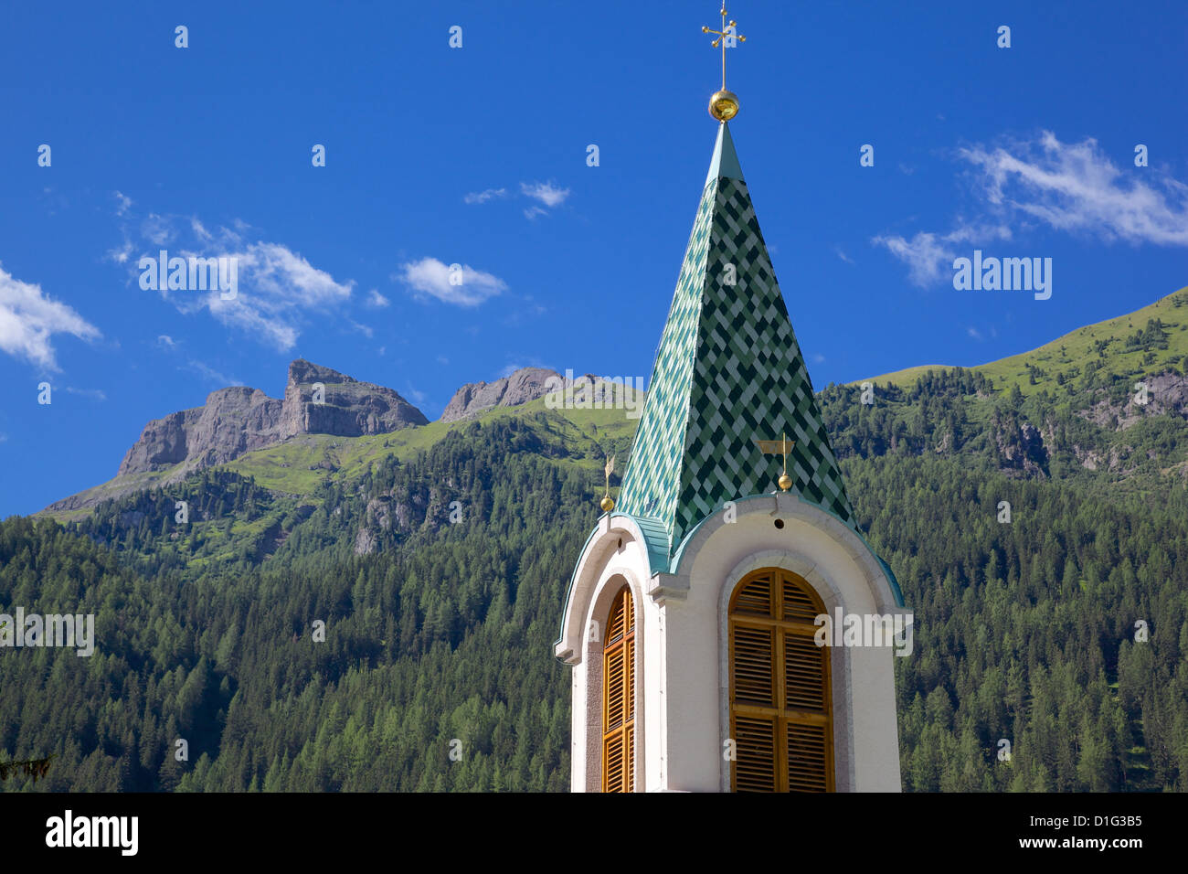 View over church canazei val hires