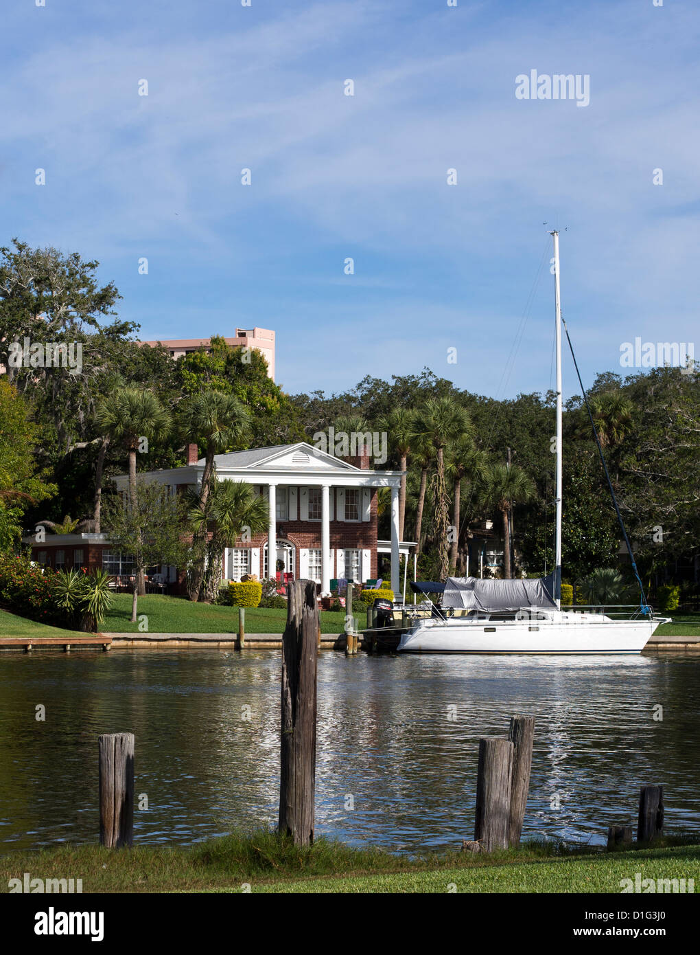 Mansion and Yacht at Ballard Park on the Eau Gallie River in Melbourne