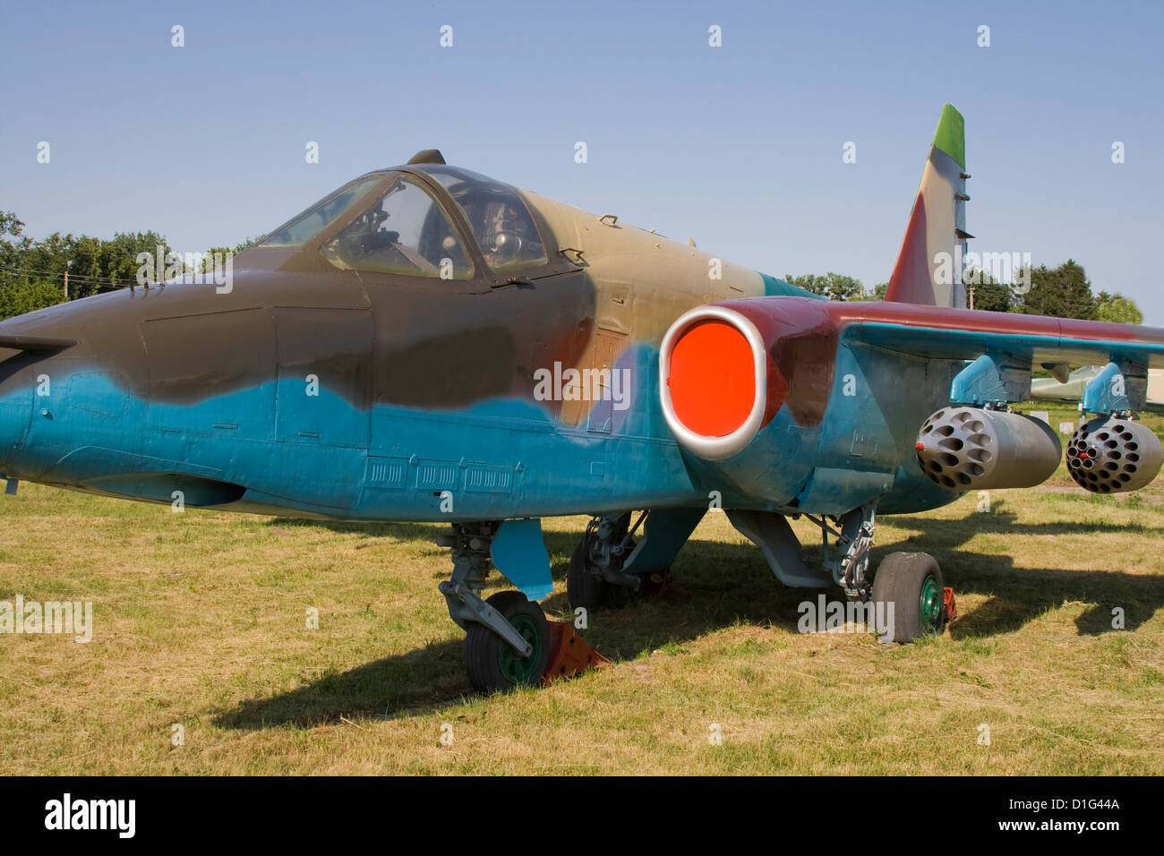 Old soviet low flying attack aircraft SU-25 Frogfoot Stock Photo