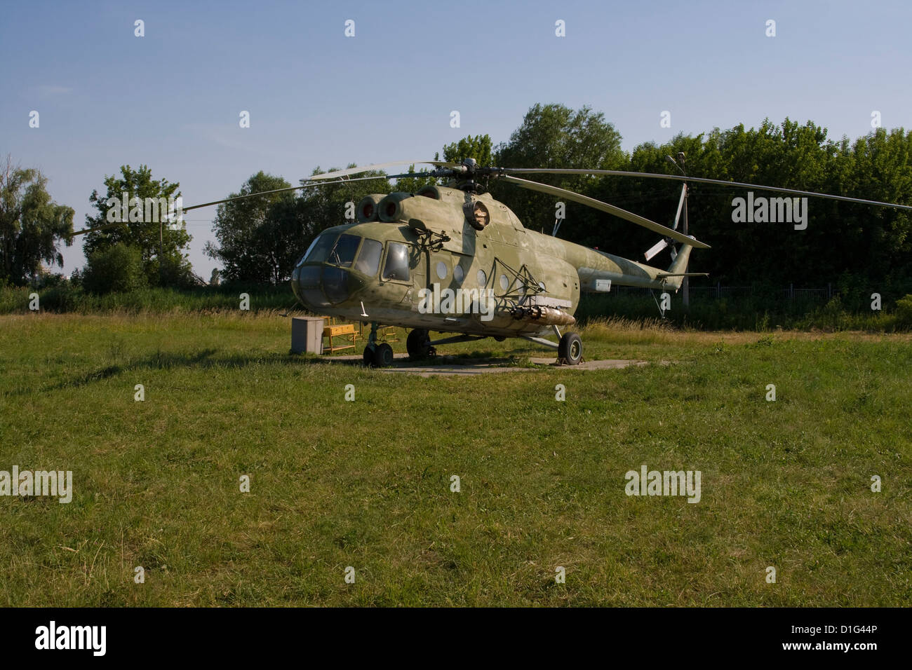 Old ukrainian military helicopter parked Stock Photo - Alamy