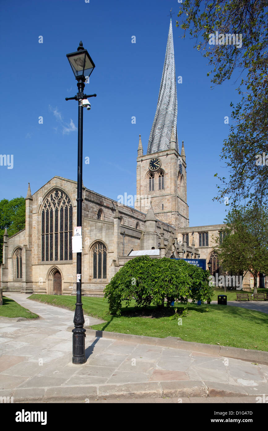 The crooked spire of St. Mary and All Saints Church, Chesterfield, Derbyshire, England, United Kingdom, Europe Stock Photo
