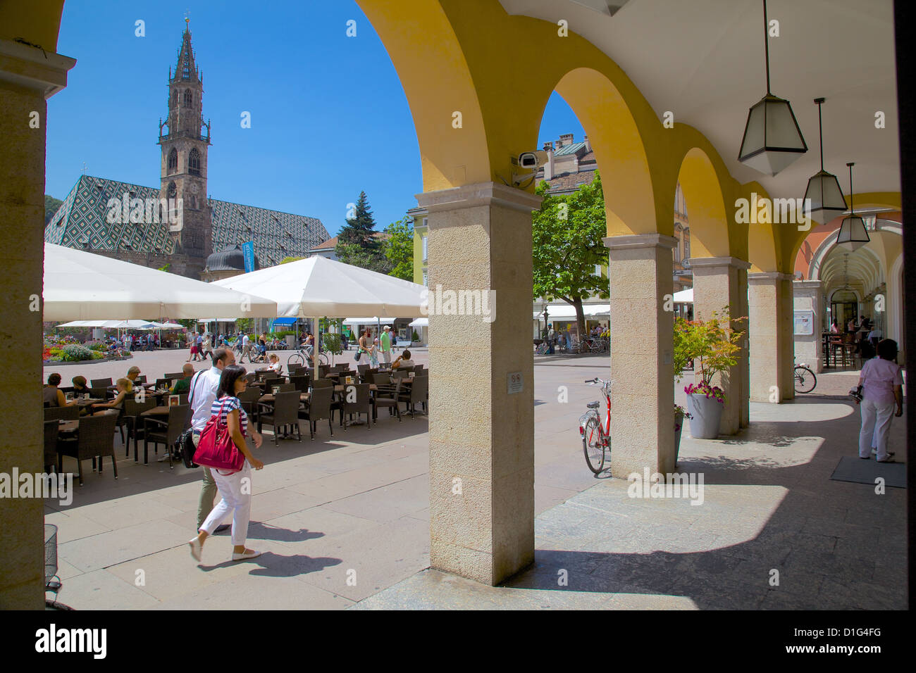 Cafe and Duomo, Walther Platz, Bolzano, Bolzano Province, Trentino-Alto ...