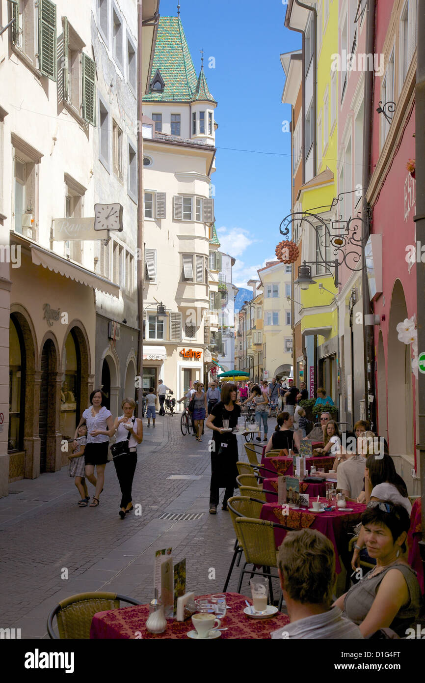 Architecture and street scene, Bolzano, Bolzano Province, Trentino-Alto Adige, Italy, Europe Stock Photo