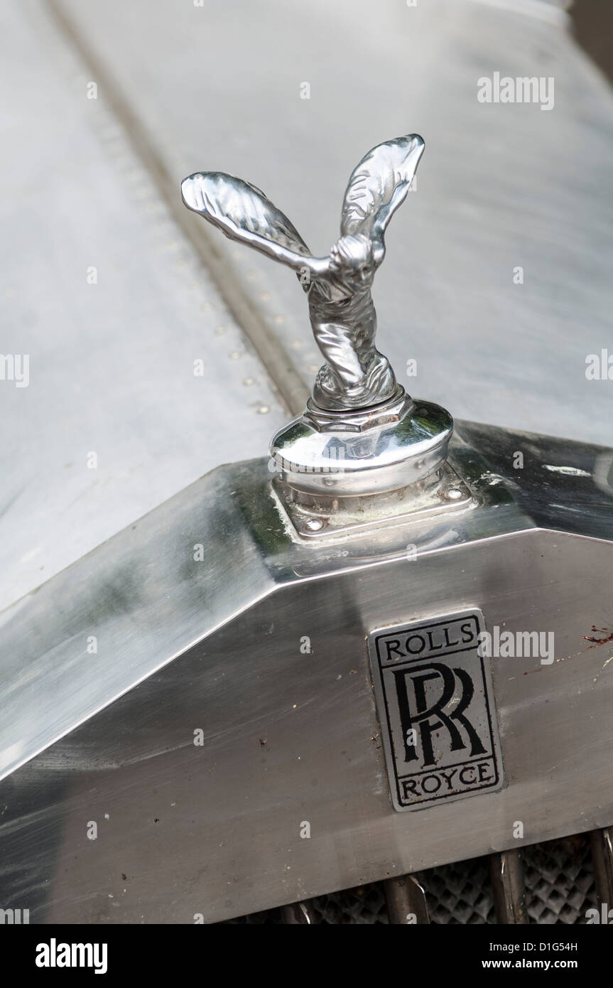 Classic Rolls Royce Detail with Emblem Stock Photo