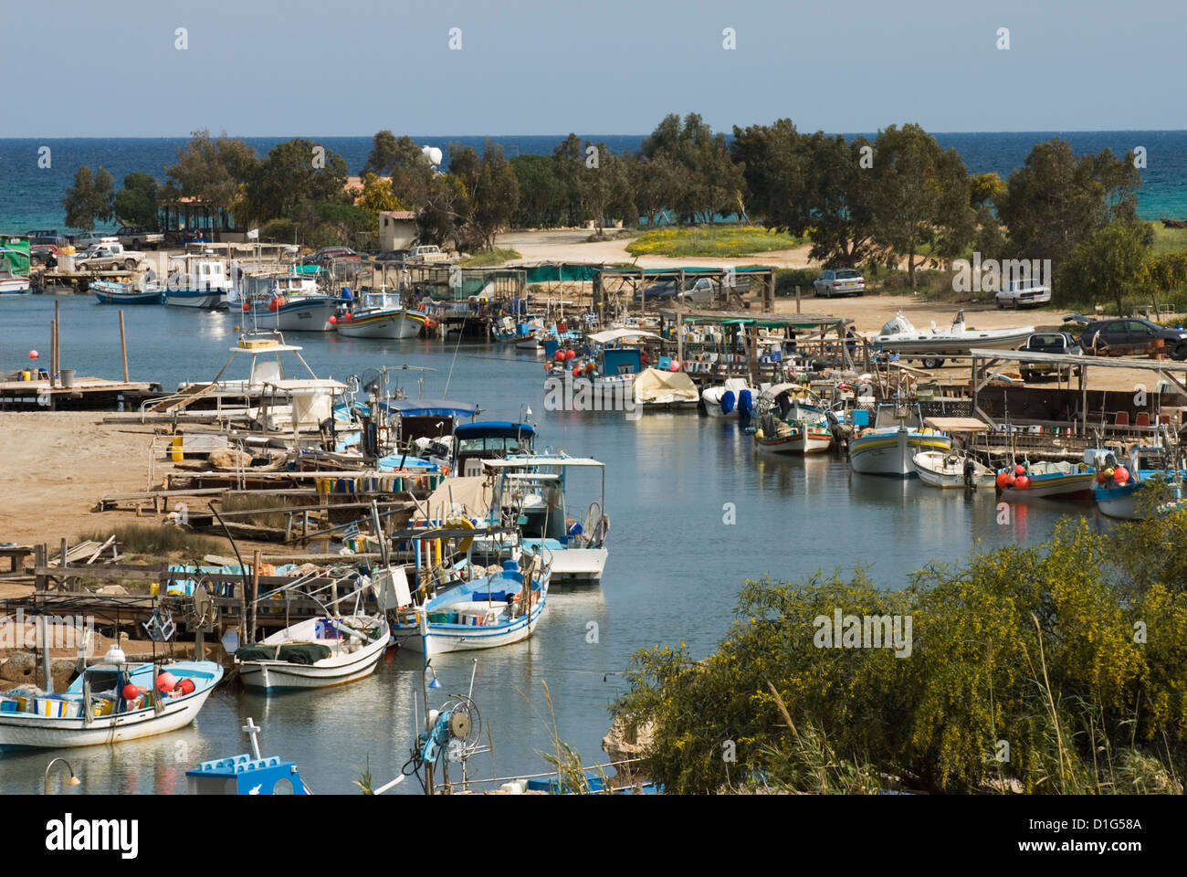 View along fishing creek, Potamos Tou Liopetri, Cyprus, Mediterranean, Europe Stock Photo