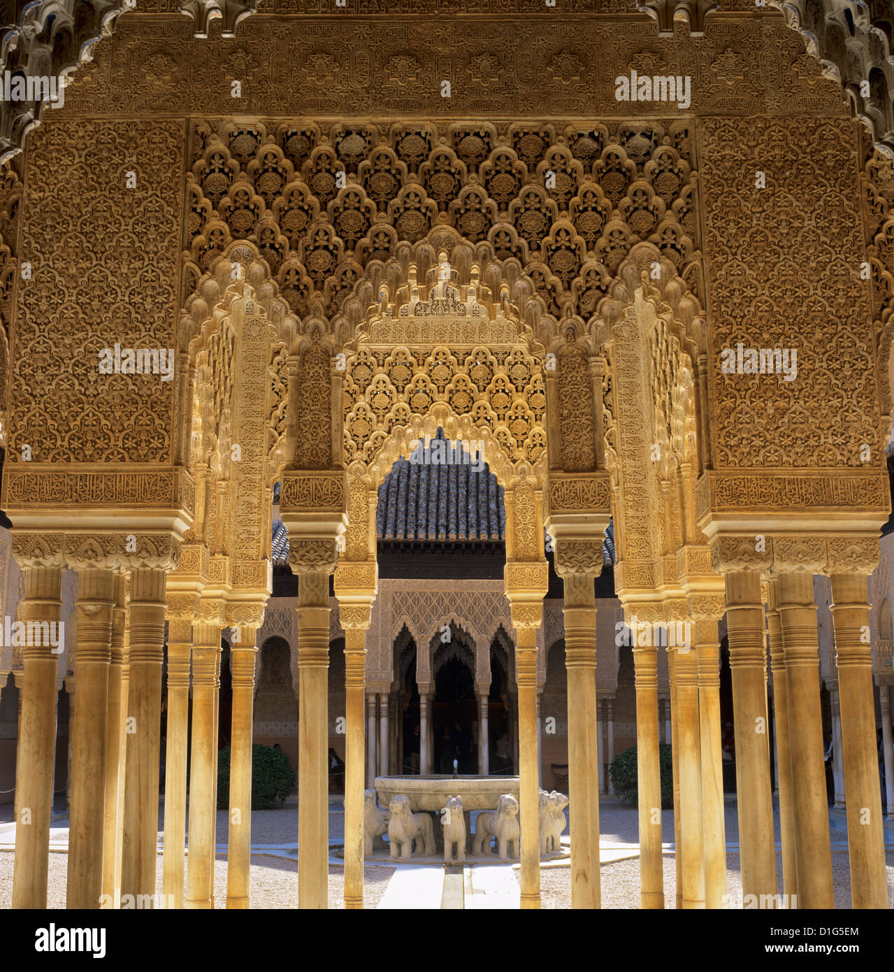 Court of the Lions, Alhambra Palace, UNESCO World Heritage Site, Granada, Andalucia, Spain, Europe Stock Photo