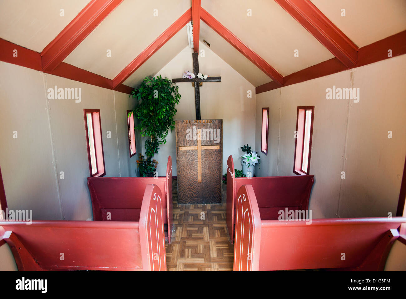 Wayside Chapel Church interior in Sultan, Washington Stock Photo