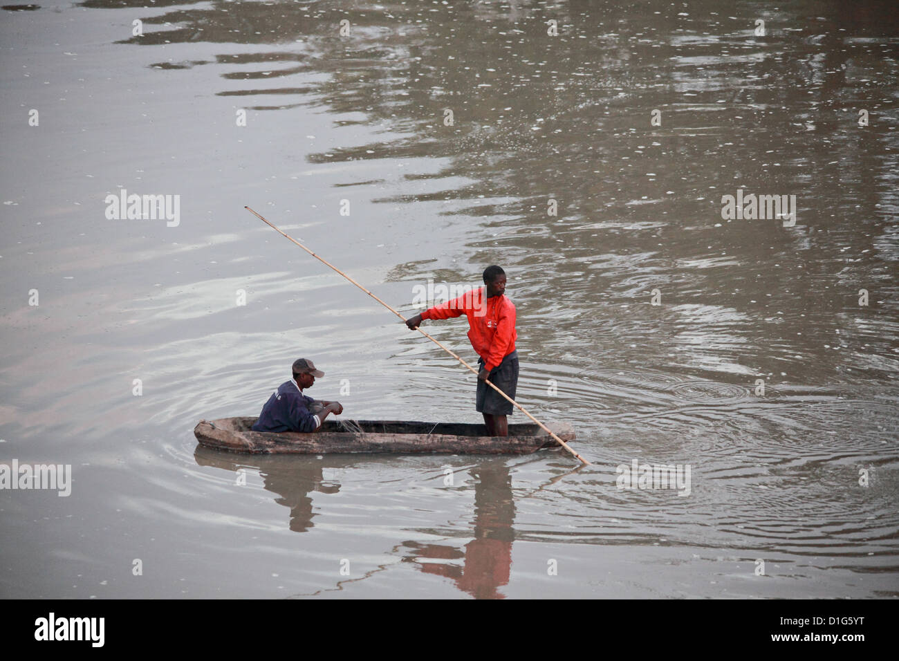 african fisherman on river Stock Photo