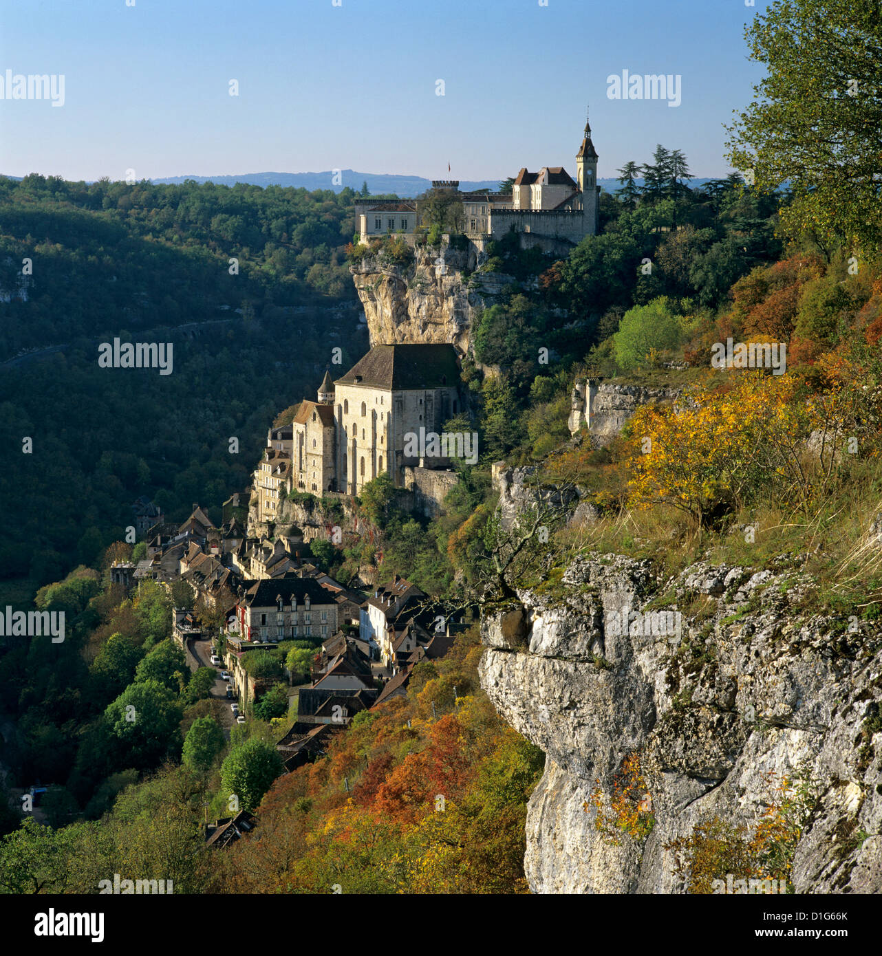 Autumnal view, Rocamadour, Lot, Midi-Pyrenees, France, Europe Stock Photo
