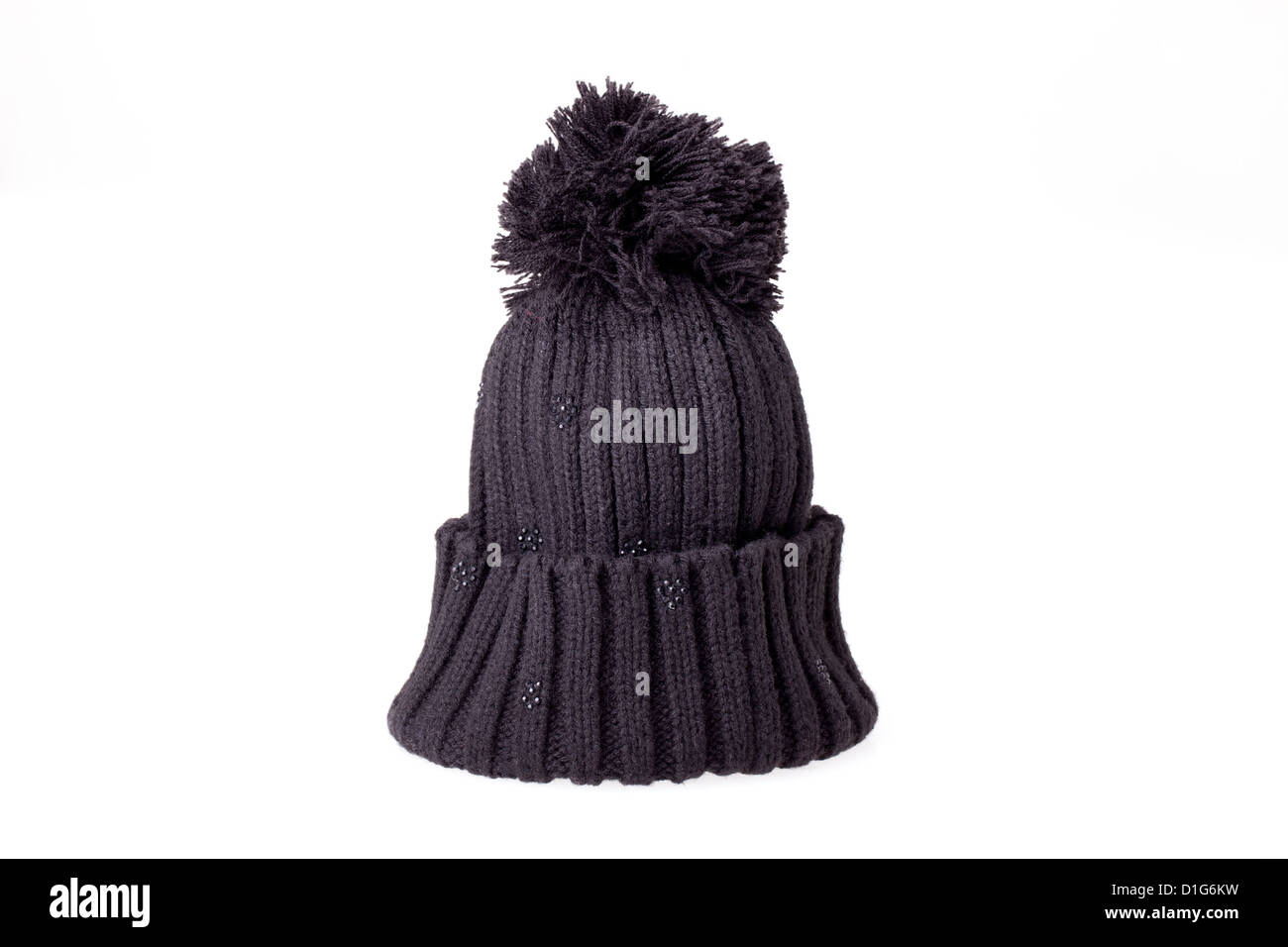 Black wool hat isolated on white background Stock Photo - Alamy