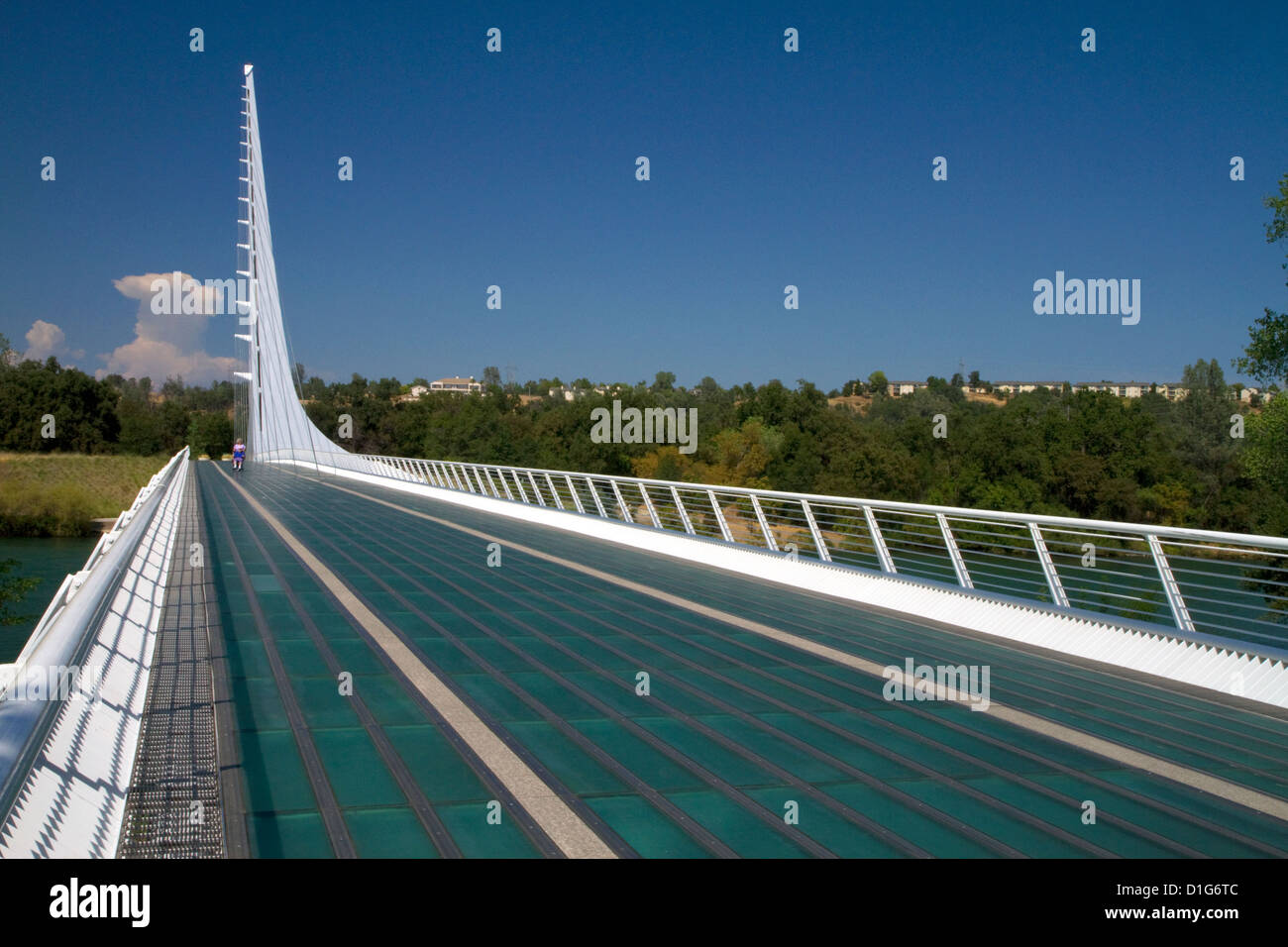 The Sundial Bridge at Turtle Bay spanning the Sacramento River in Redding, California, USA. Stock Photo