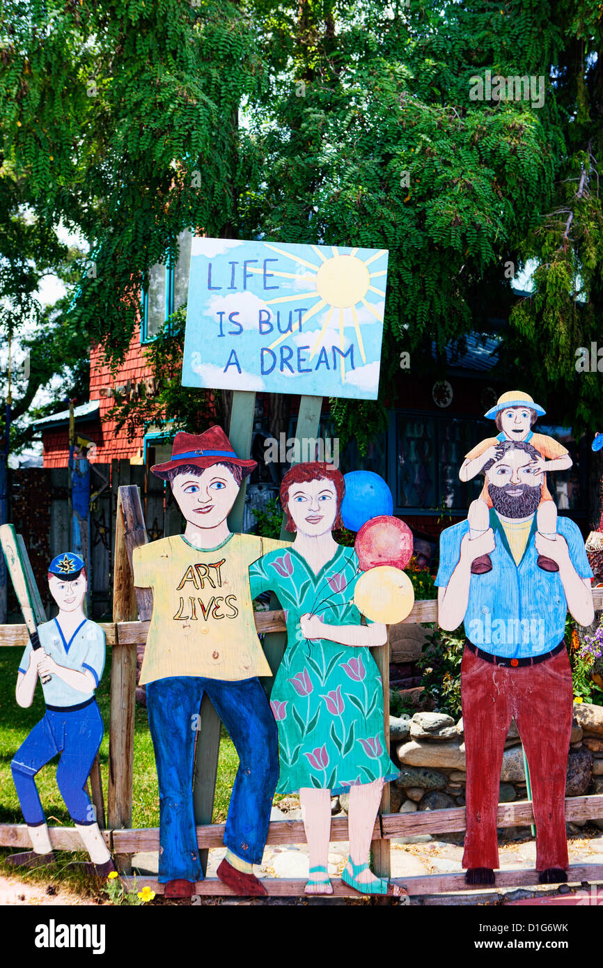 Yard art made from mostly recycled junk, Dick and Jane's Spot