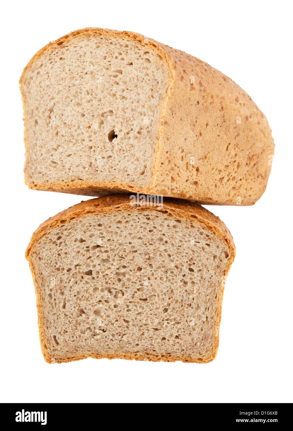 two halves rye bread on white background Stock Photo - Alamy