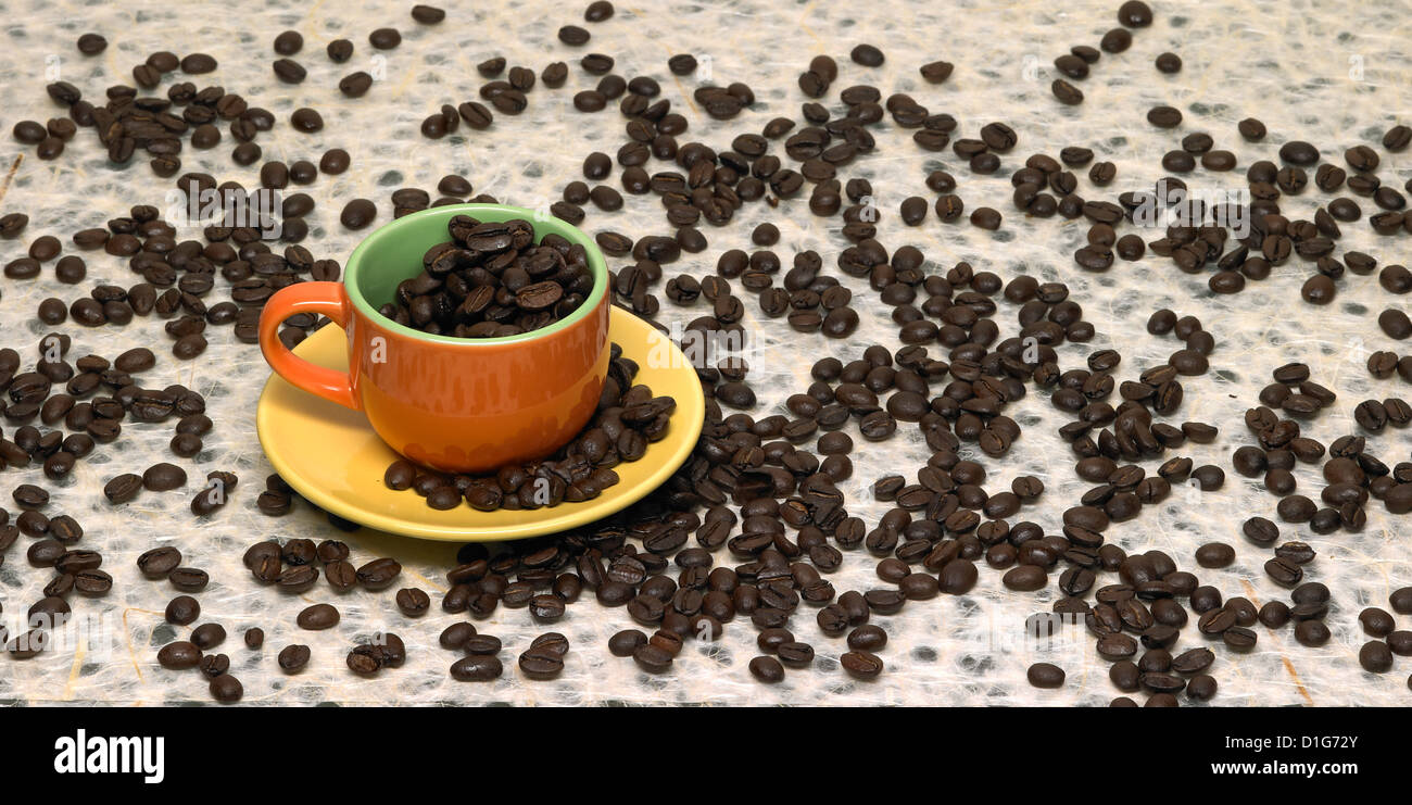 espresso beans and cup Stock Photo Alamy