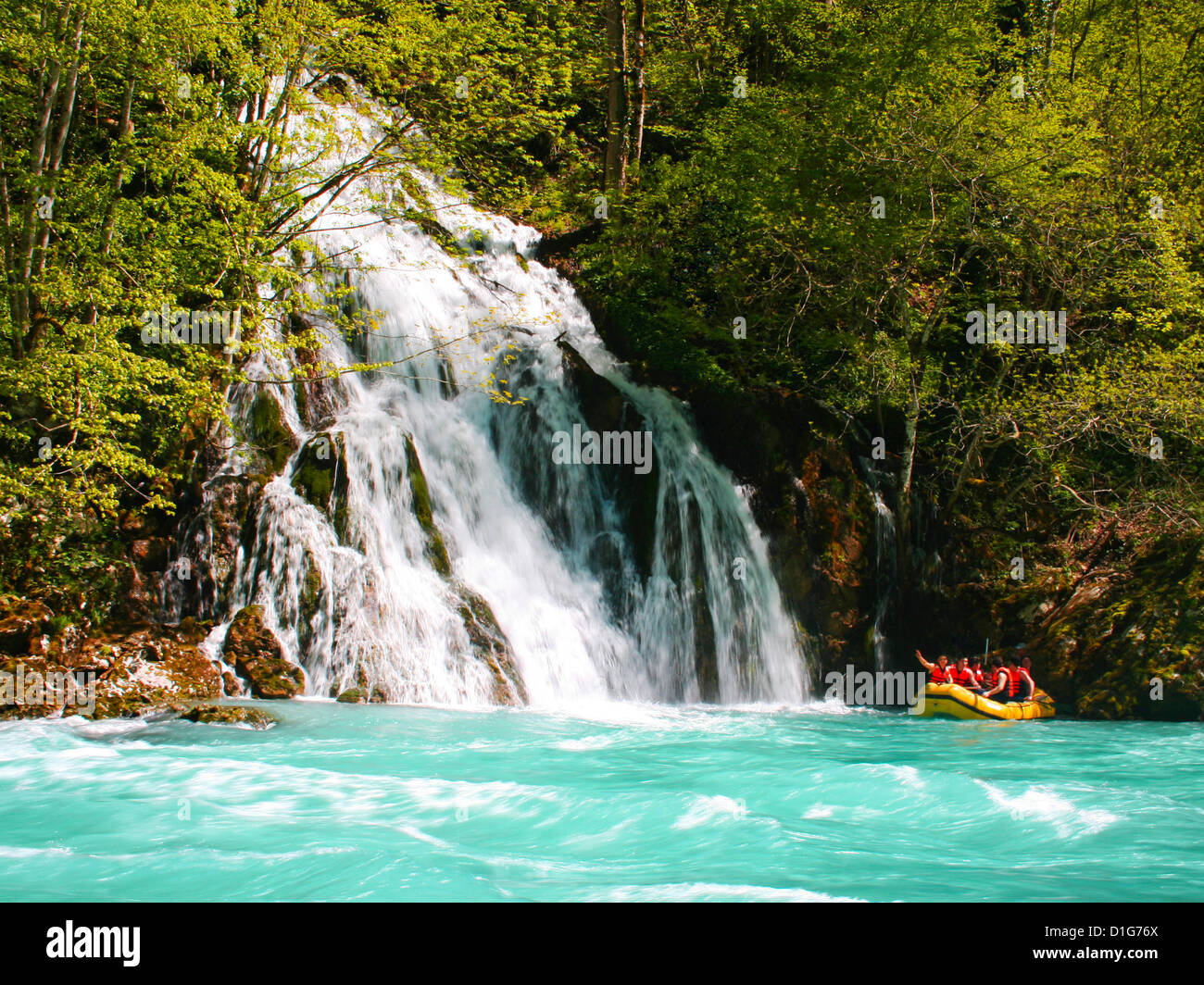 Rafting on river Tara in Montenegro Stock Photo