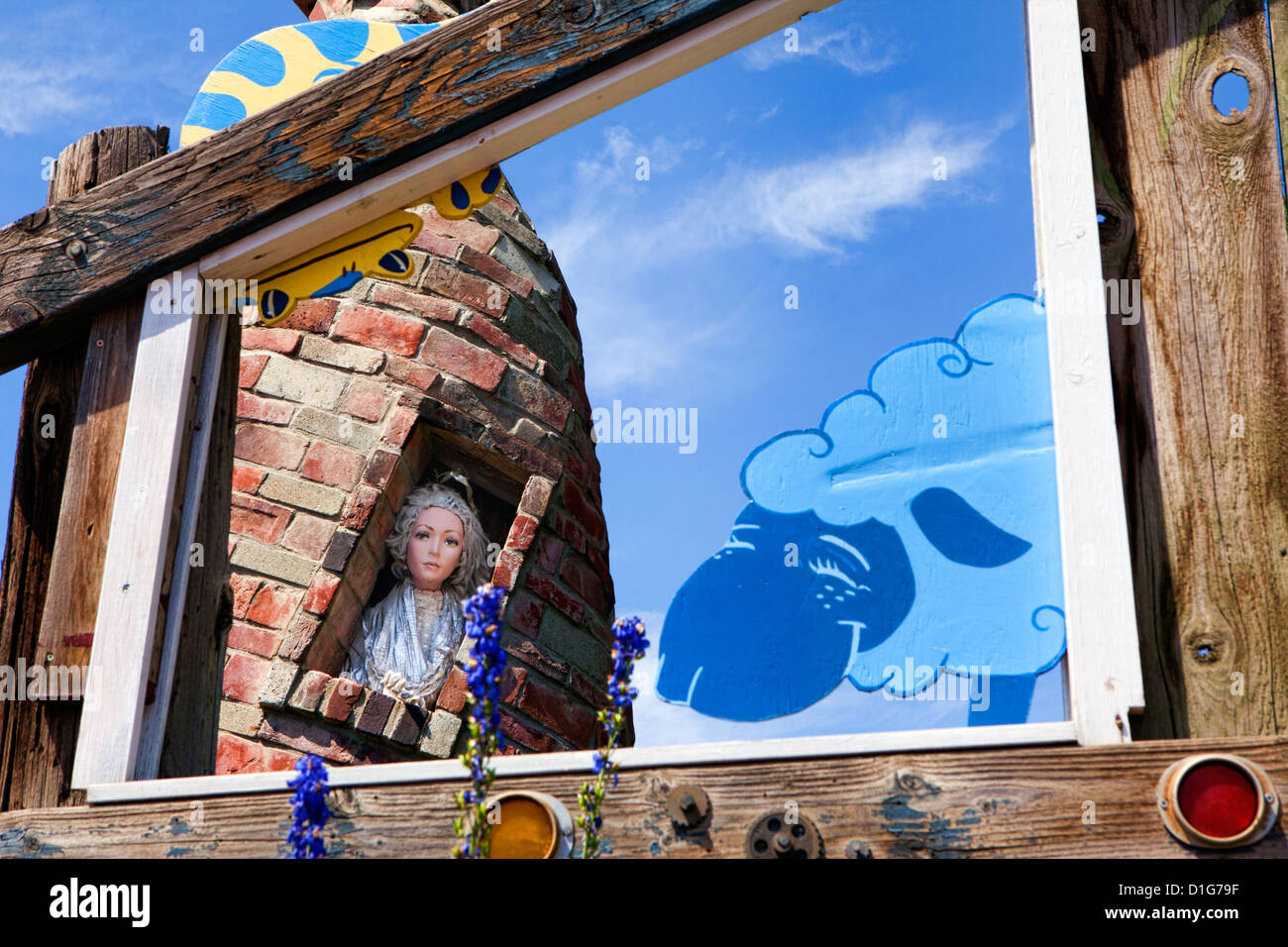 Yard art made from mostly recycled junk, Dick and Jane's Spot