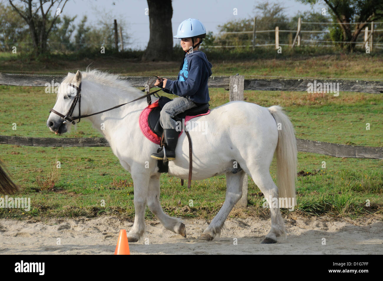 Children Take Riding Lesson Boy horse riding lesson hi-res stock photography and images - Alamy