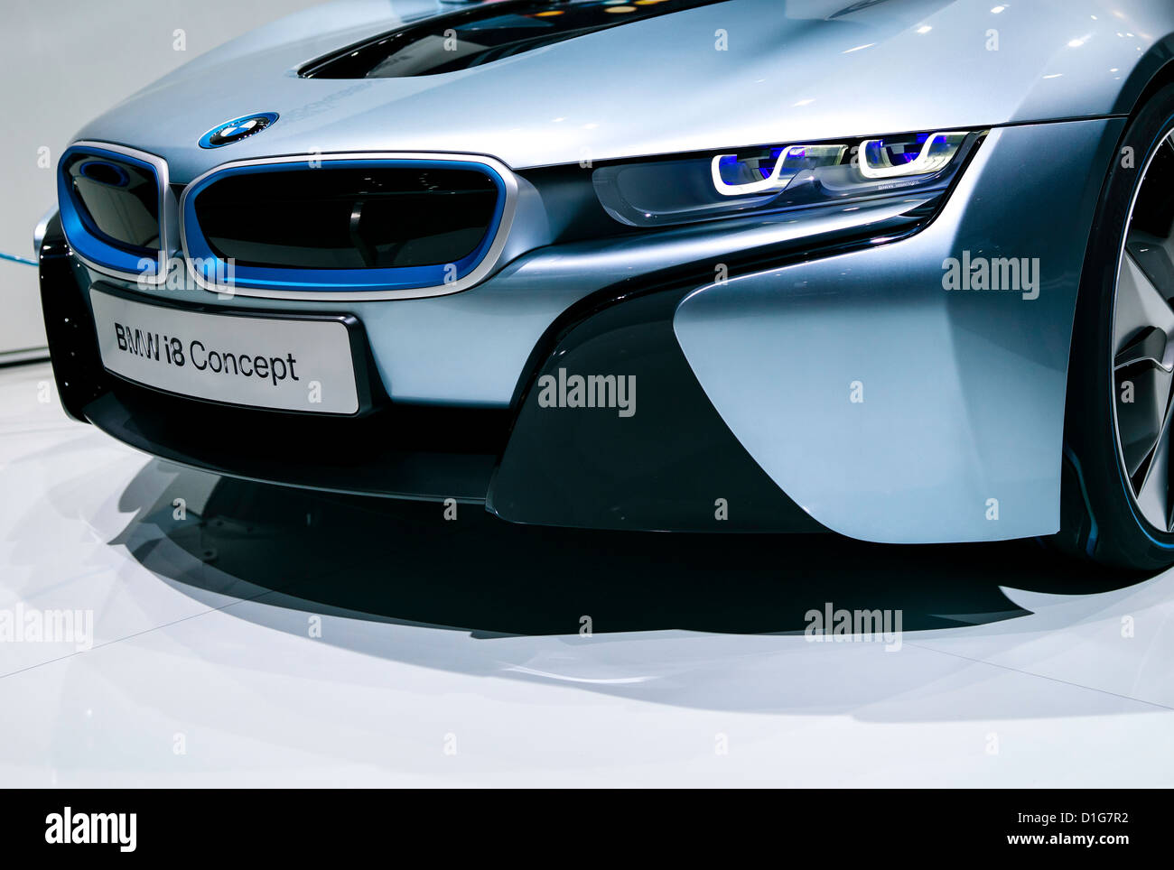 Electric sports car concept, BMW i8, at 2012 North American International Auto Show in Detroit Stock Photo
