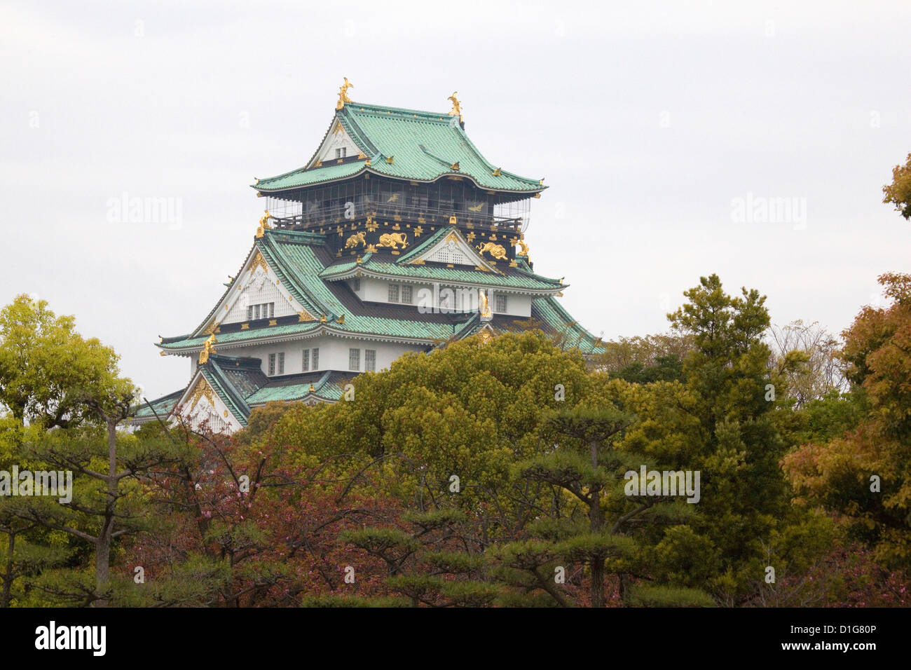 Main tower of the Osaka Castle, Osaka, Japan. Stock Photo