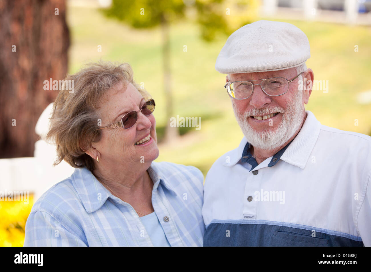 Happy Senior Couple Enjoying Each Other in The Park Stock Photo - Alamy