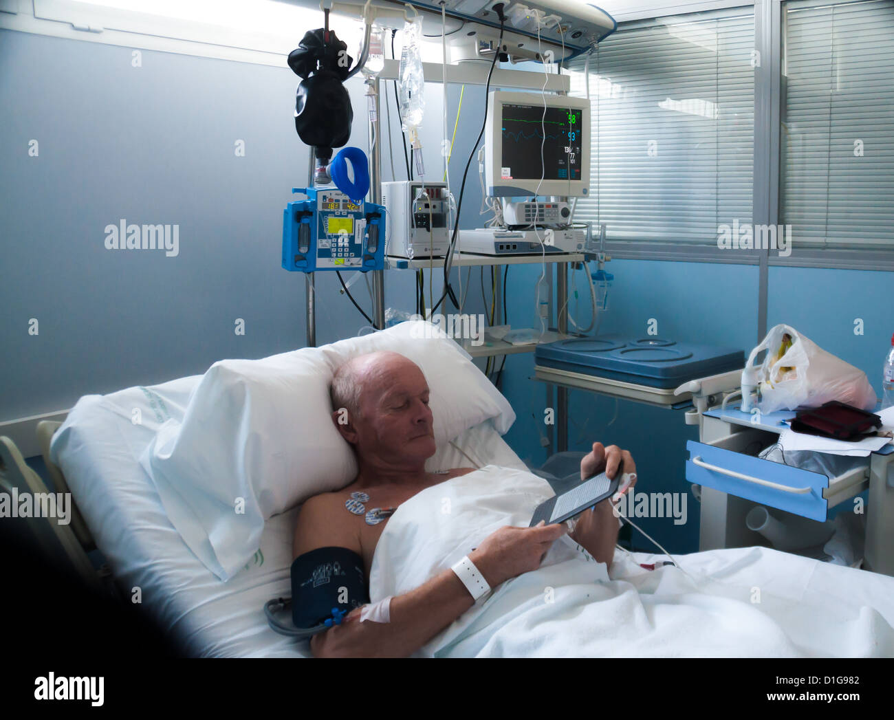 Patient in intensive care, hospital Stock Photo