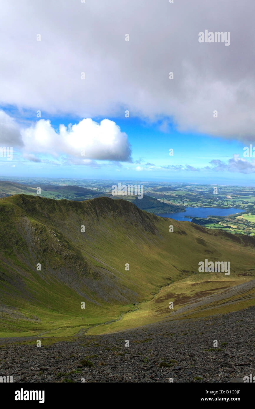 Landscape view over Long Side Fell and Ullock Pike Fell ridge, Keswick, Lake District National Park, Cumbria, England, UK Stock Photo