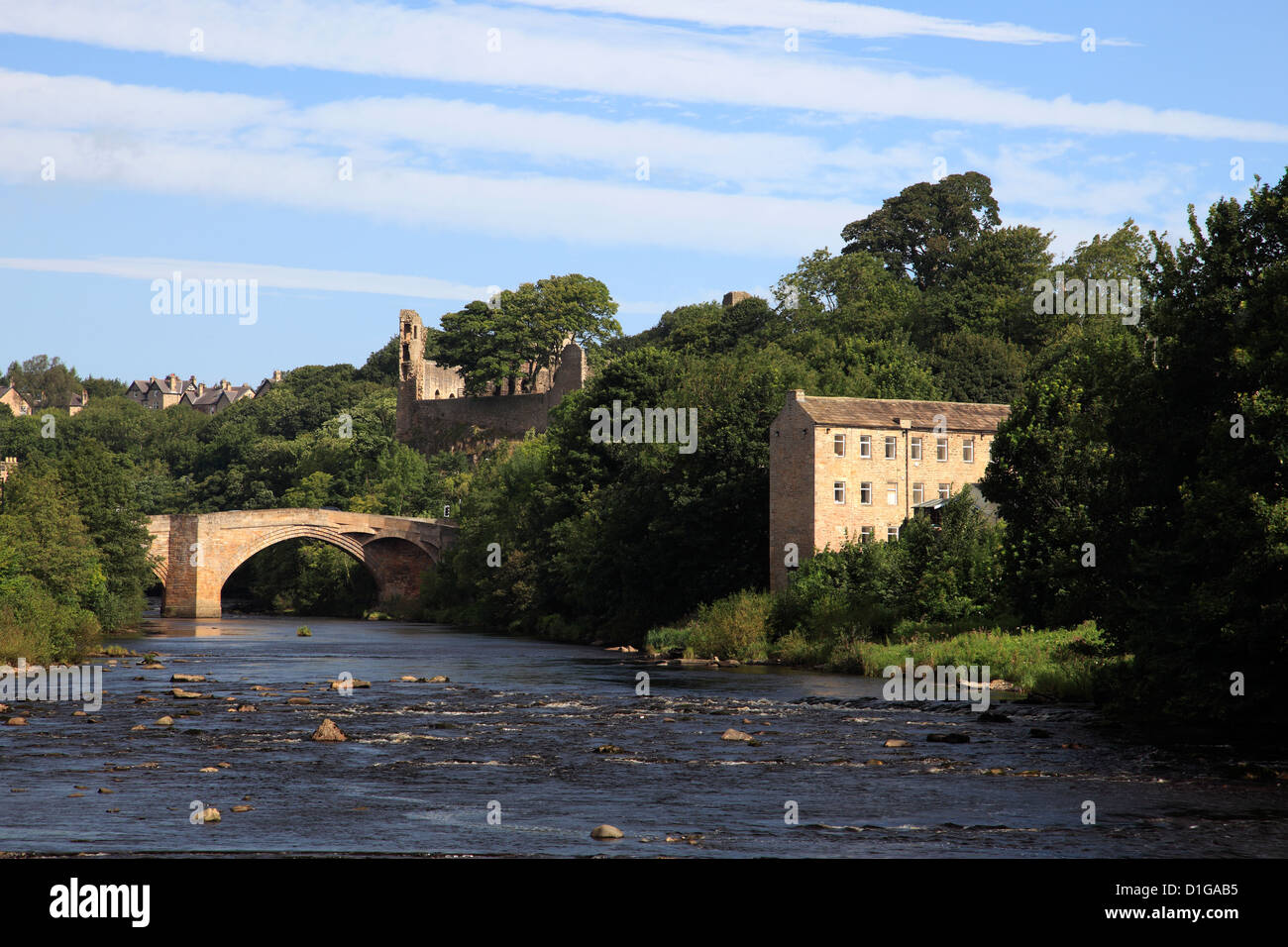The river Tees, Barnard Castle, Upper Teesdale, Durham County, England, Britain, UK Stock Photo