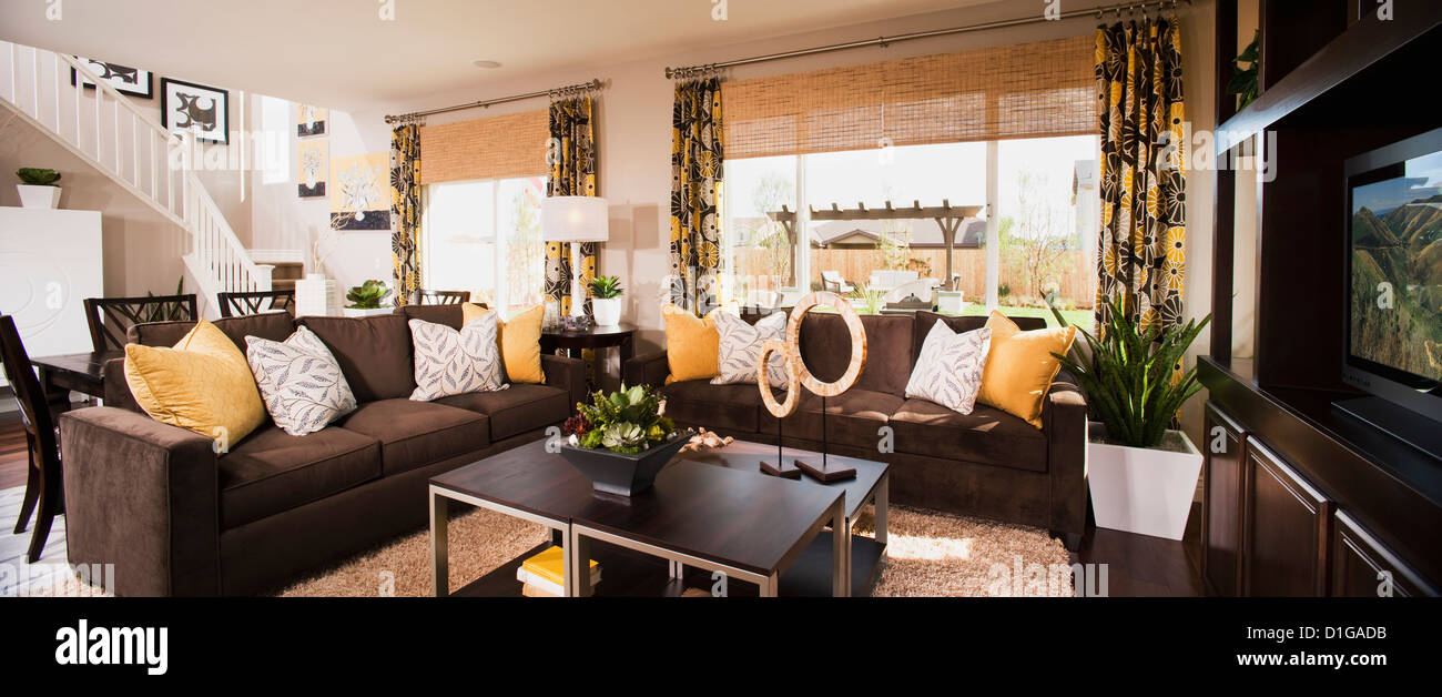 Large sectional sofa in traditional living room; Fresno; California; USA Stock Photo Alamy