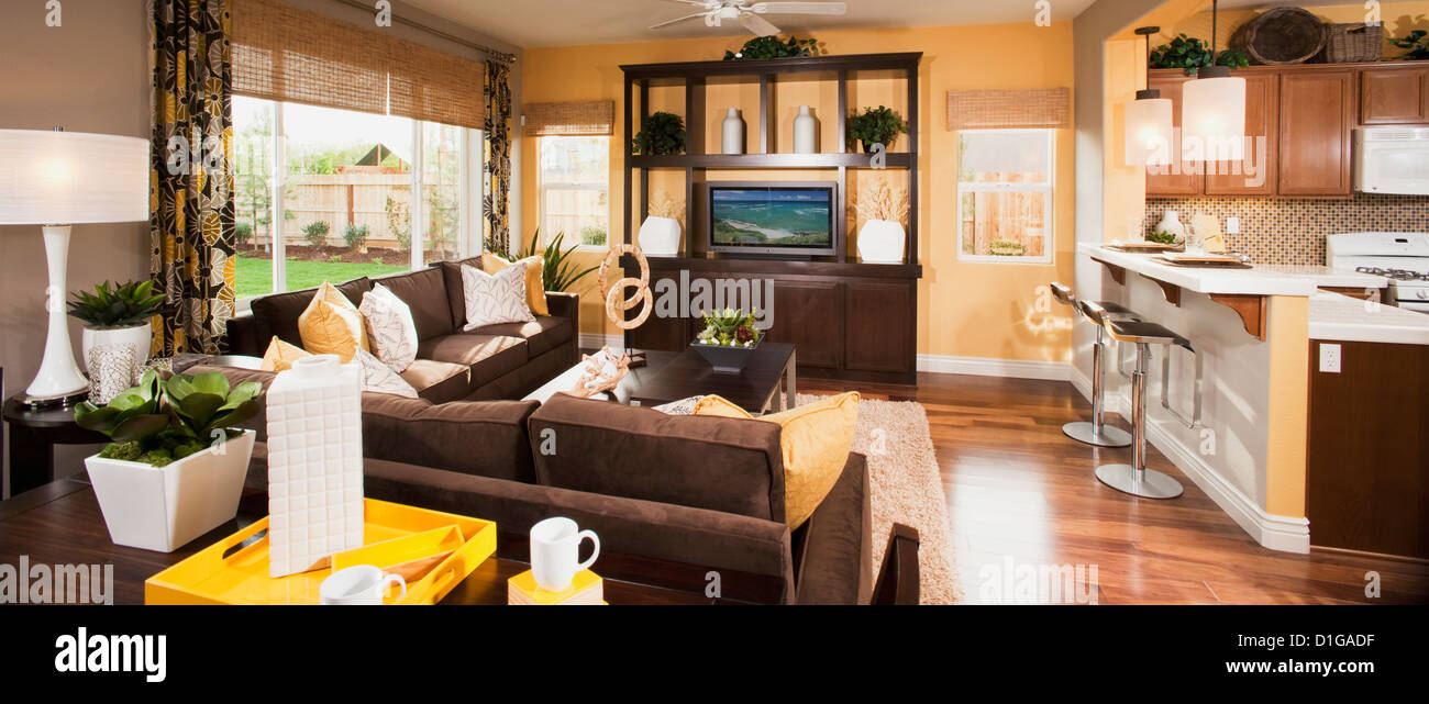 Large sectional sofa in traditional living room; Fresno; California; USA Stock Photo Alamy