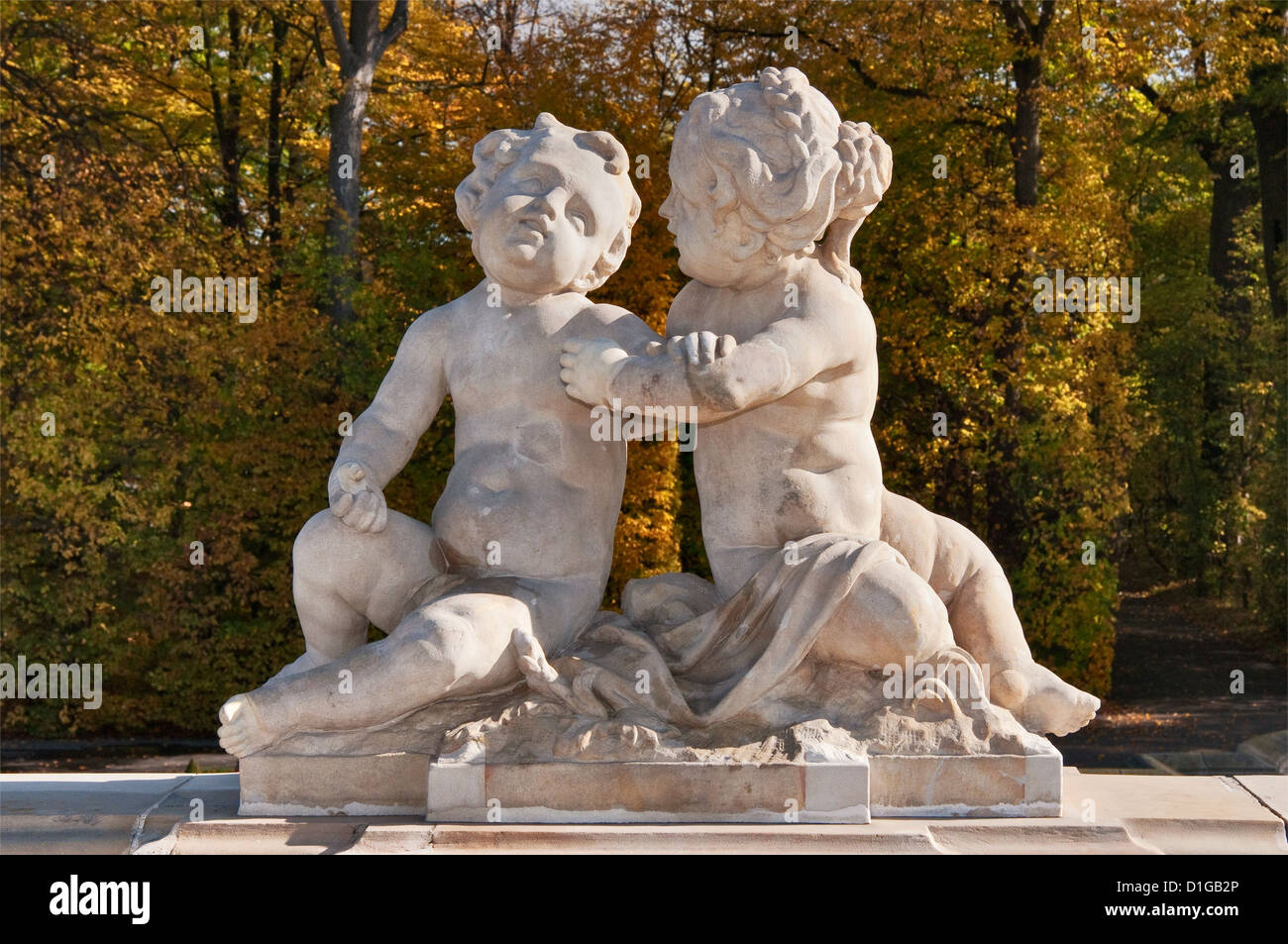 Indifference, allegoric baroque sculpture at upper garden at Wilanów Palace in Warsaw, Poland Stock Photo