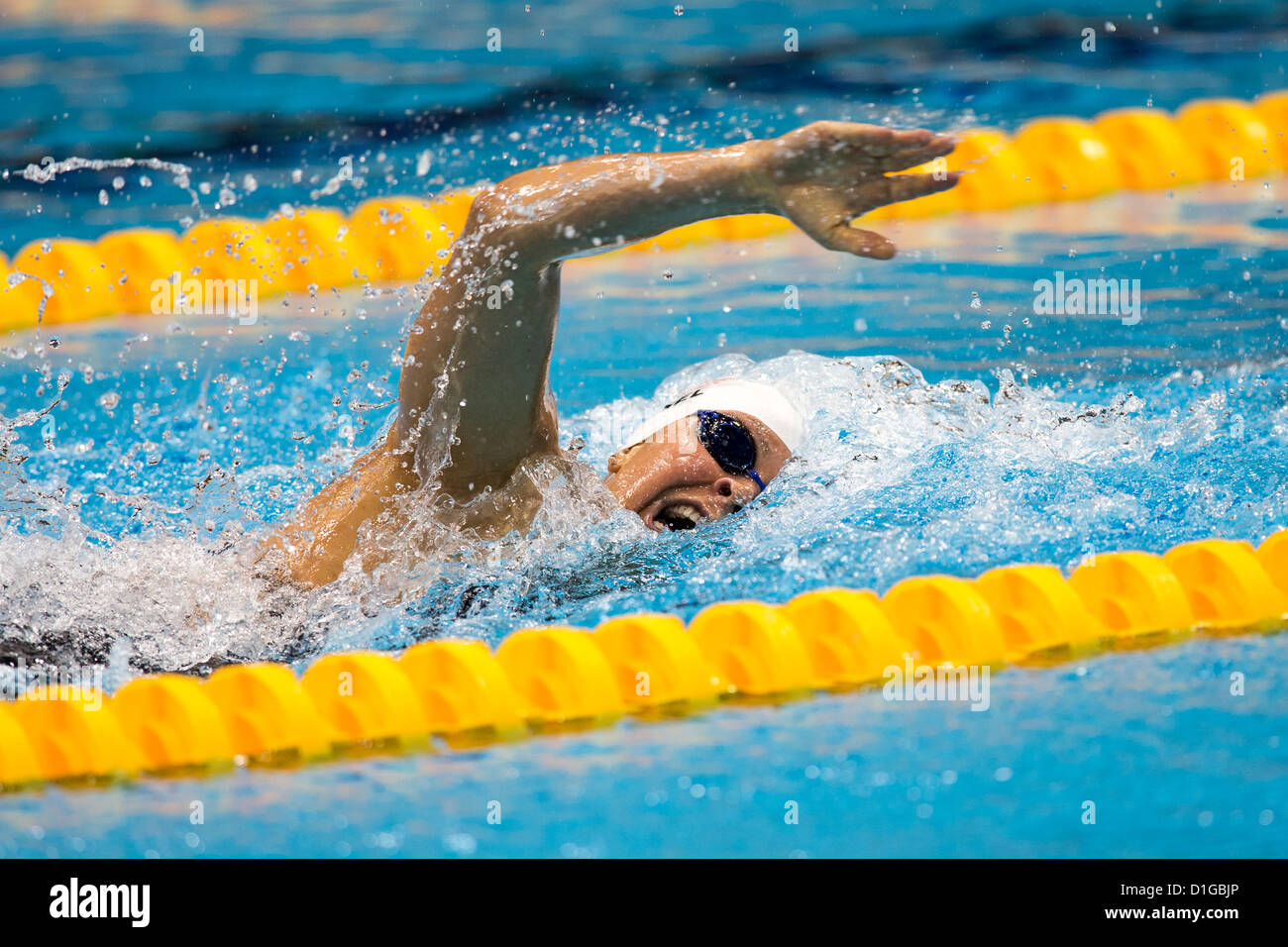 Elizabeth Beisel (USA) competing in the freestyle leg of the Women's 400m Individual Medley Heat at the 2012 Olympic Stock Photo